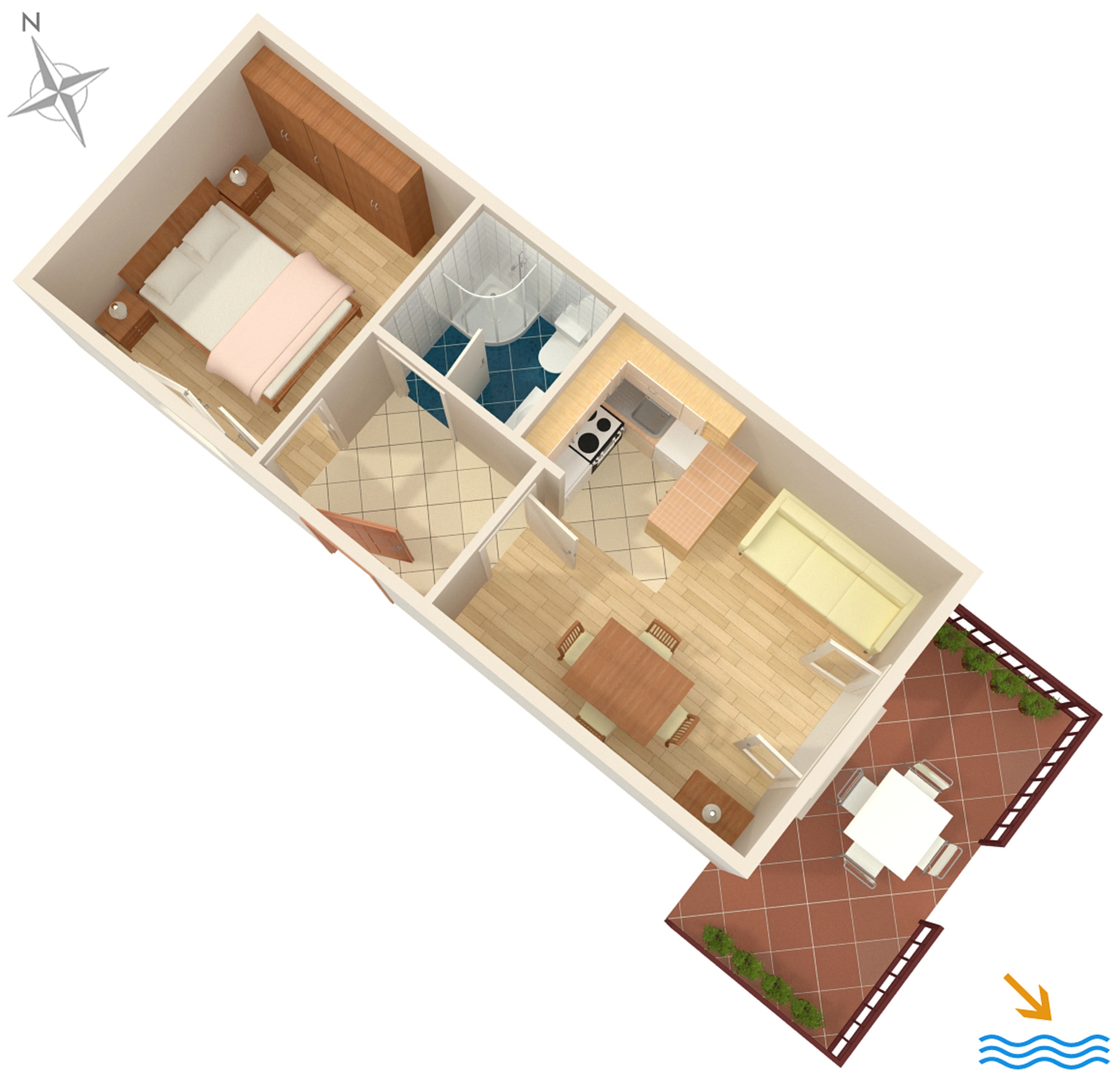 One bedroom apartment near beach Duće, Omiš  A-a
