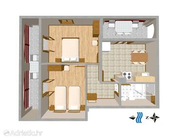 Sušica, plattegrond in the apartment, (pet friendly) en WiFi.