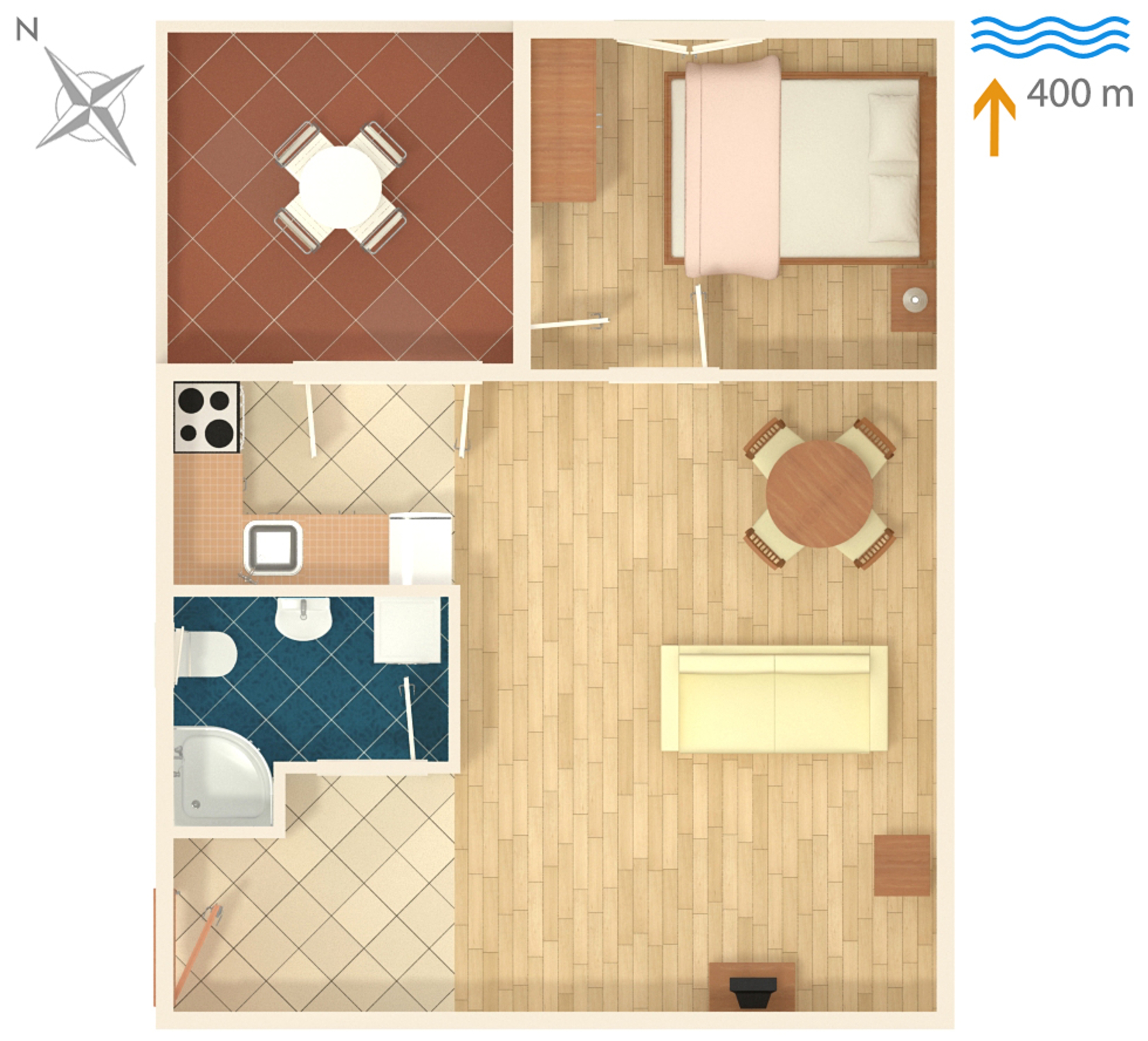 One bedroom apartment with terrace and sea view Ždrelac, Pašman  A-a