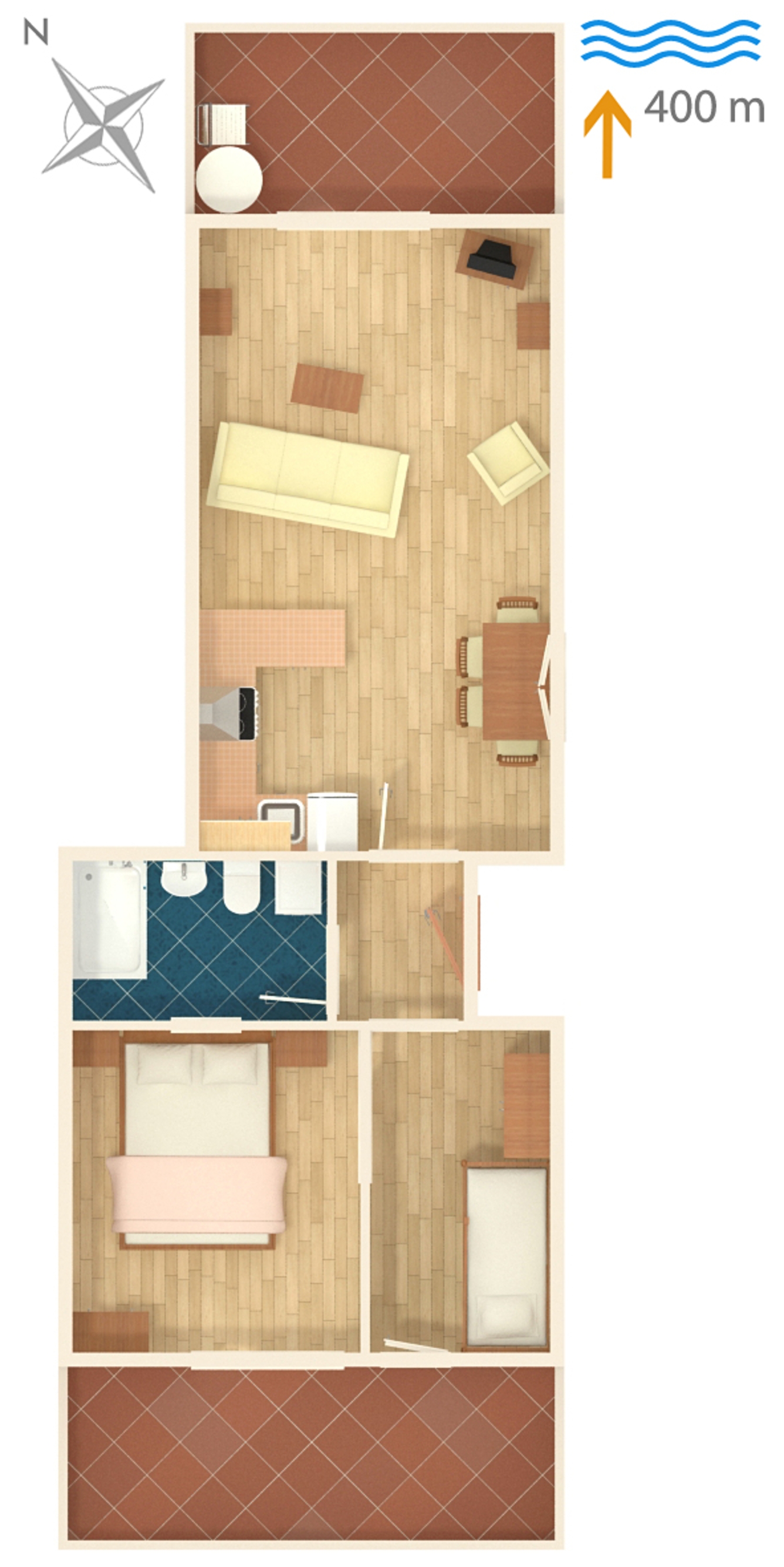 Studio flat with terrace and sea view Ždrelac, Pašman  AS-b