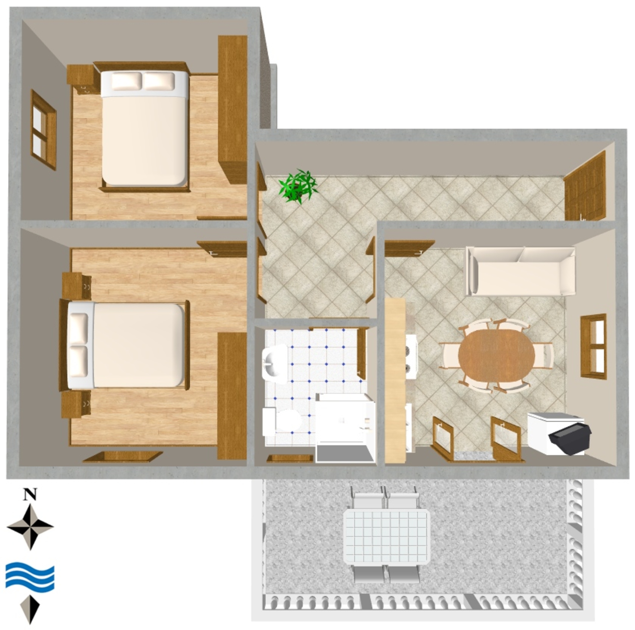 Two bedroom apartment near beach Ugljan  A-b