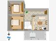 Ugljan, plattegrond in the apartment, (pet friendly) en WiFi.