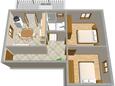 Ugljan, plattegrond in the apartment, (pet friendly) en WiFi.