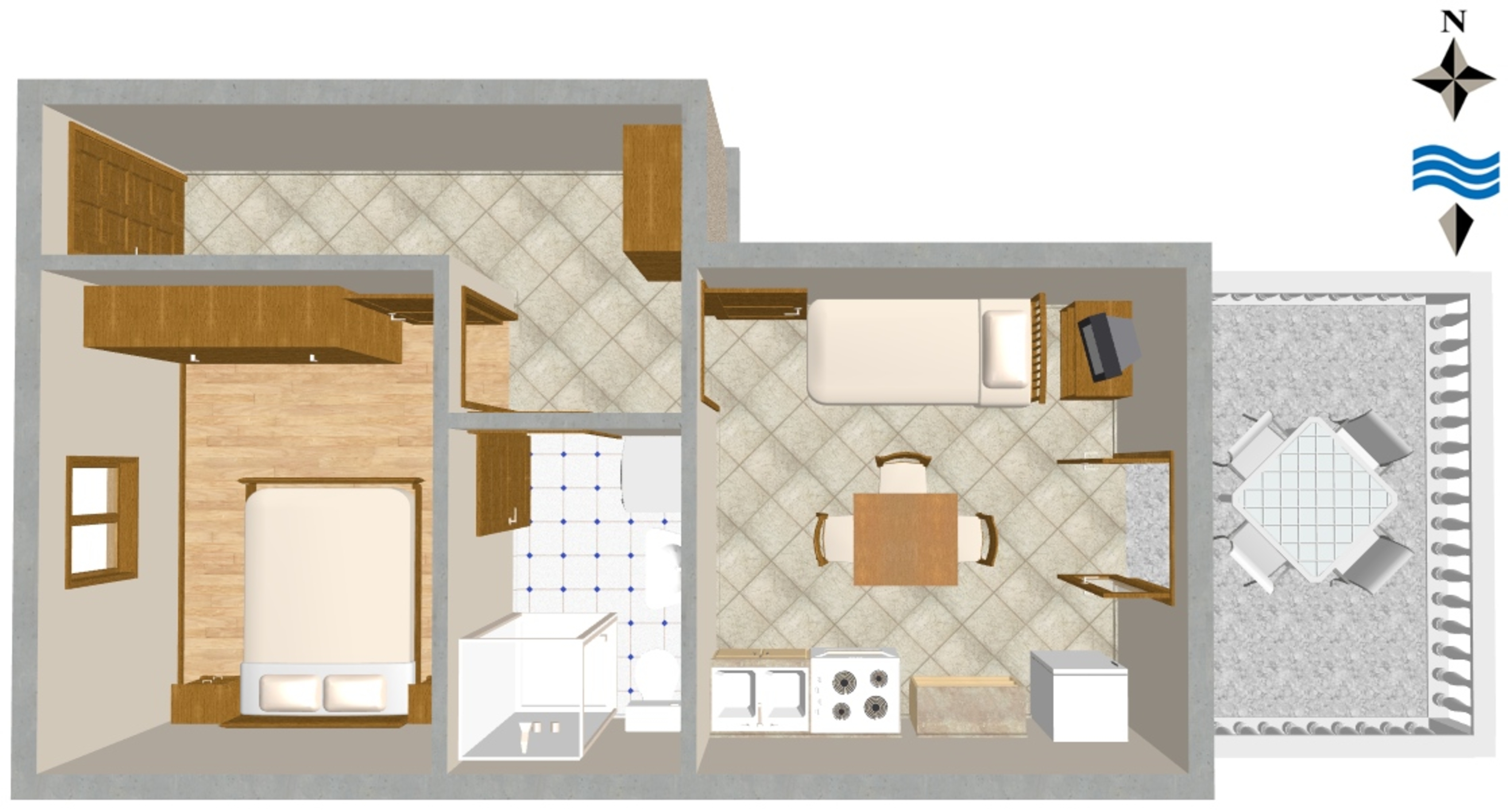 One bedroom apartment near beach Ugljan  A-c
