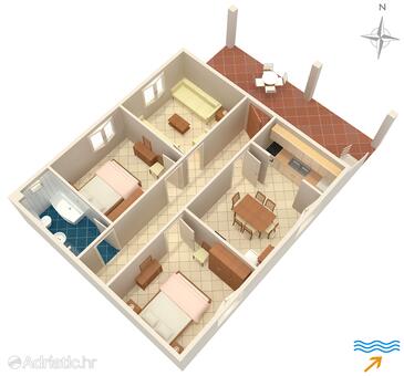 Mrljane, Půdorys v ubytování typu apartment, WiFi.