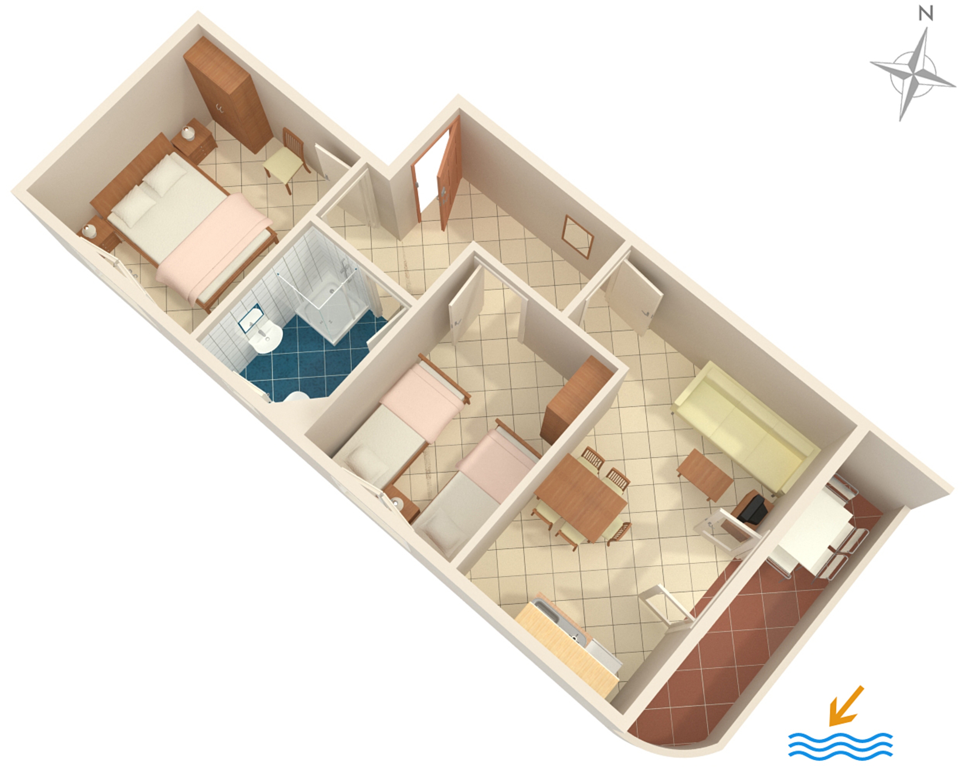Two bedroom apartment with balcony and sea view Seget Vranjica, Trogir  A-a