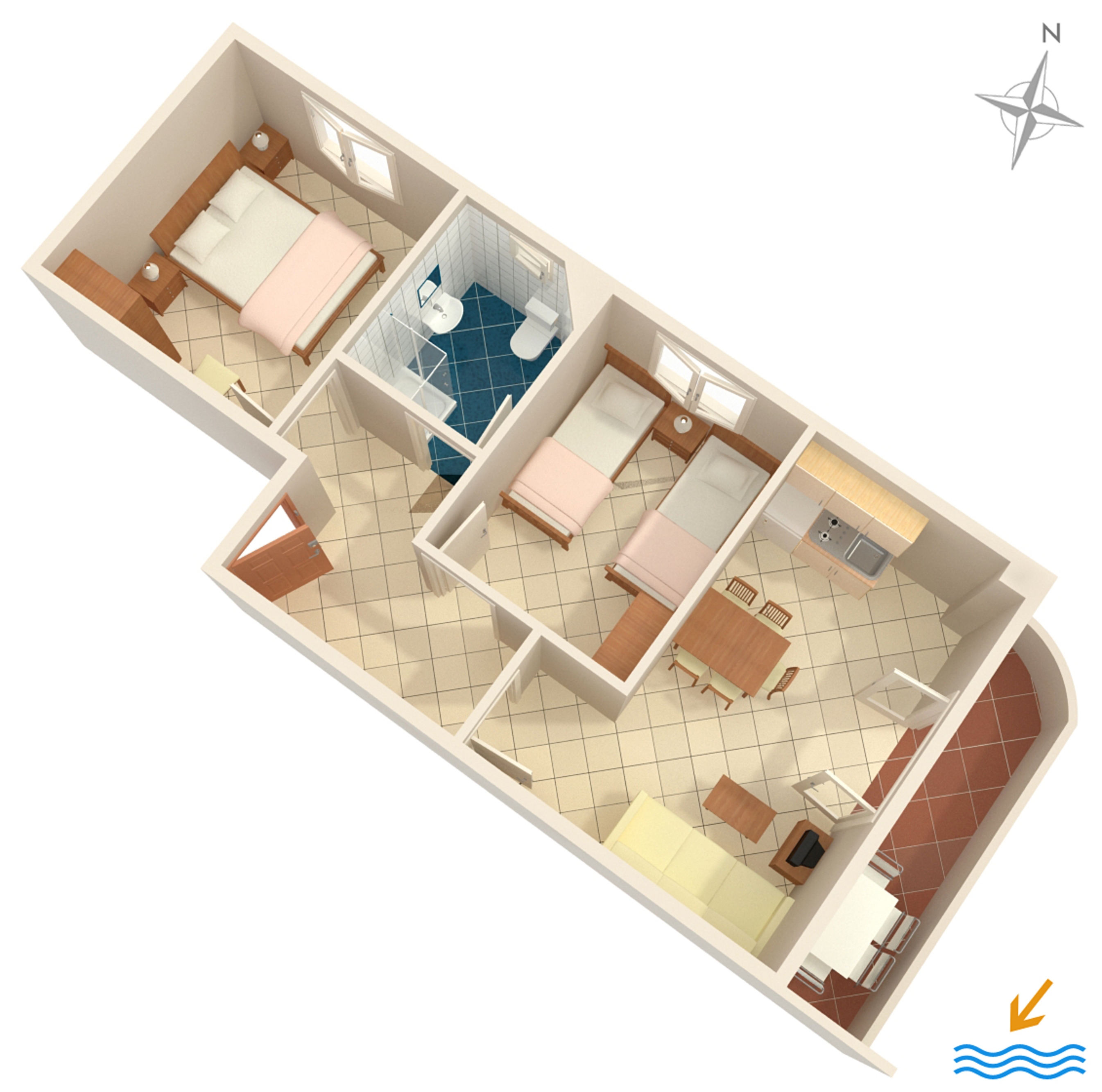 Two bedroom apartment with balcony and sea view Seget Vranjica, Trogir  A-b