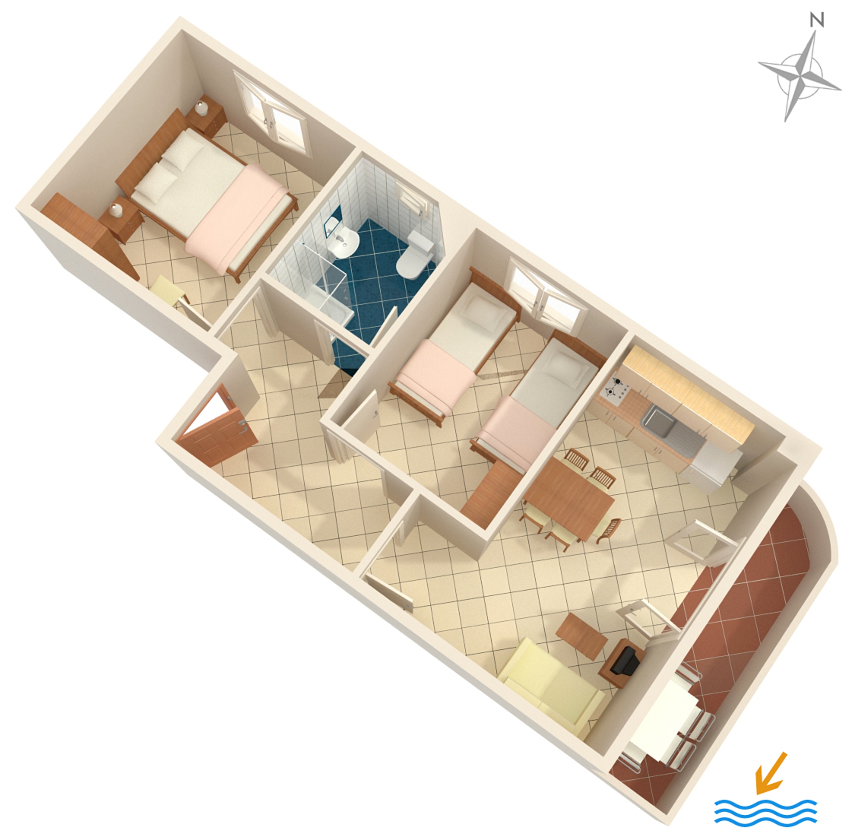 Two bedroom apartment with balcony and sea view Seget Vranjica, Trogir (A-8507-c)