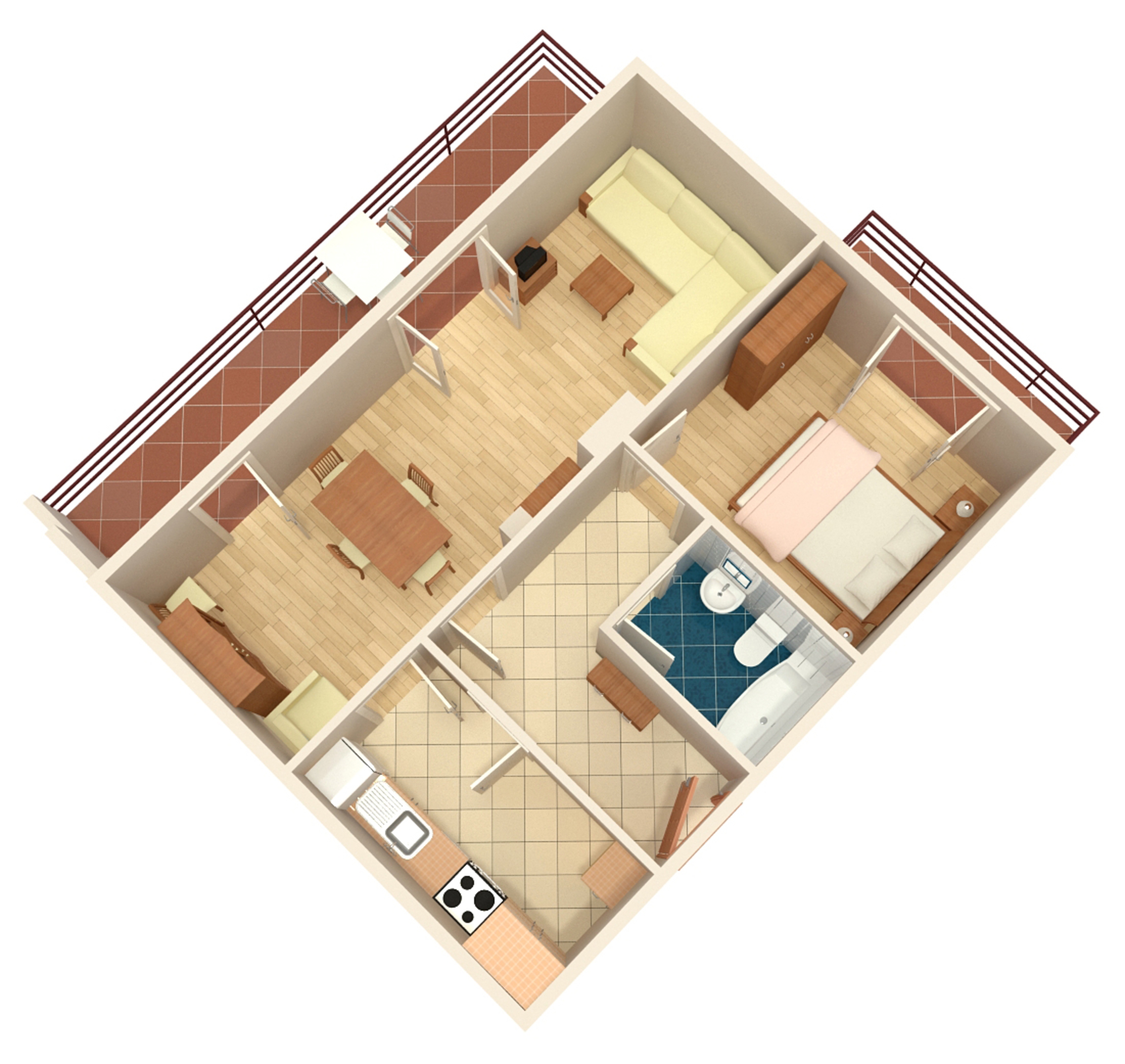 One bedroom apartment with balcony and sea view Molunat, Dubrovnik  A-a