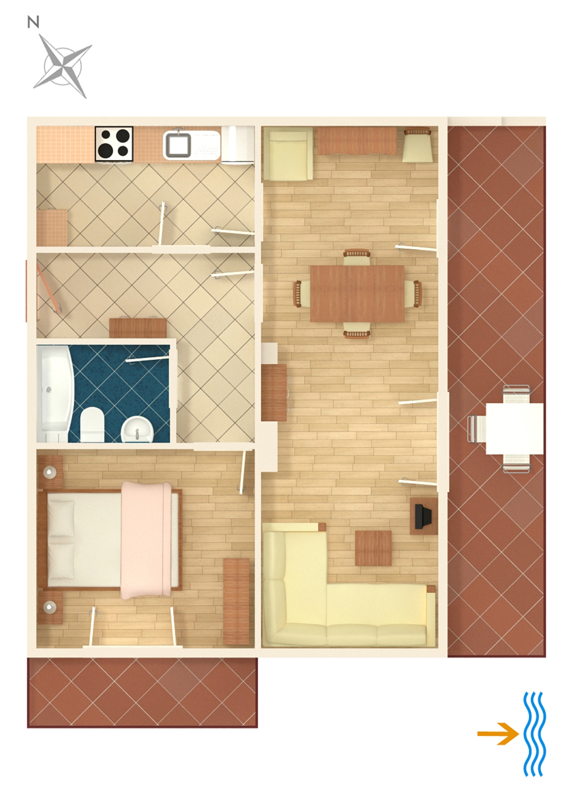 One bedroom apartment with balcony and sea view Molunat, Dubrovnik  A-a