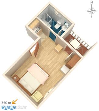 Plan Biograd na Moru, Plan in the studio-apartment, WIFI.