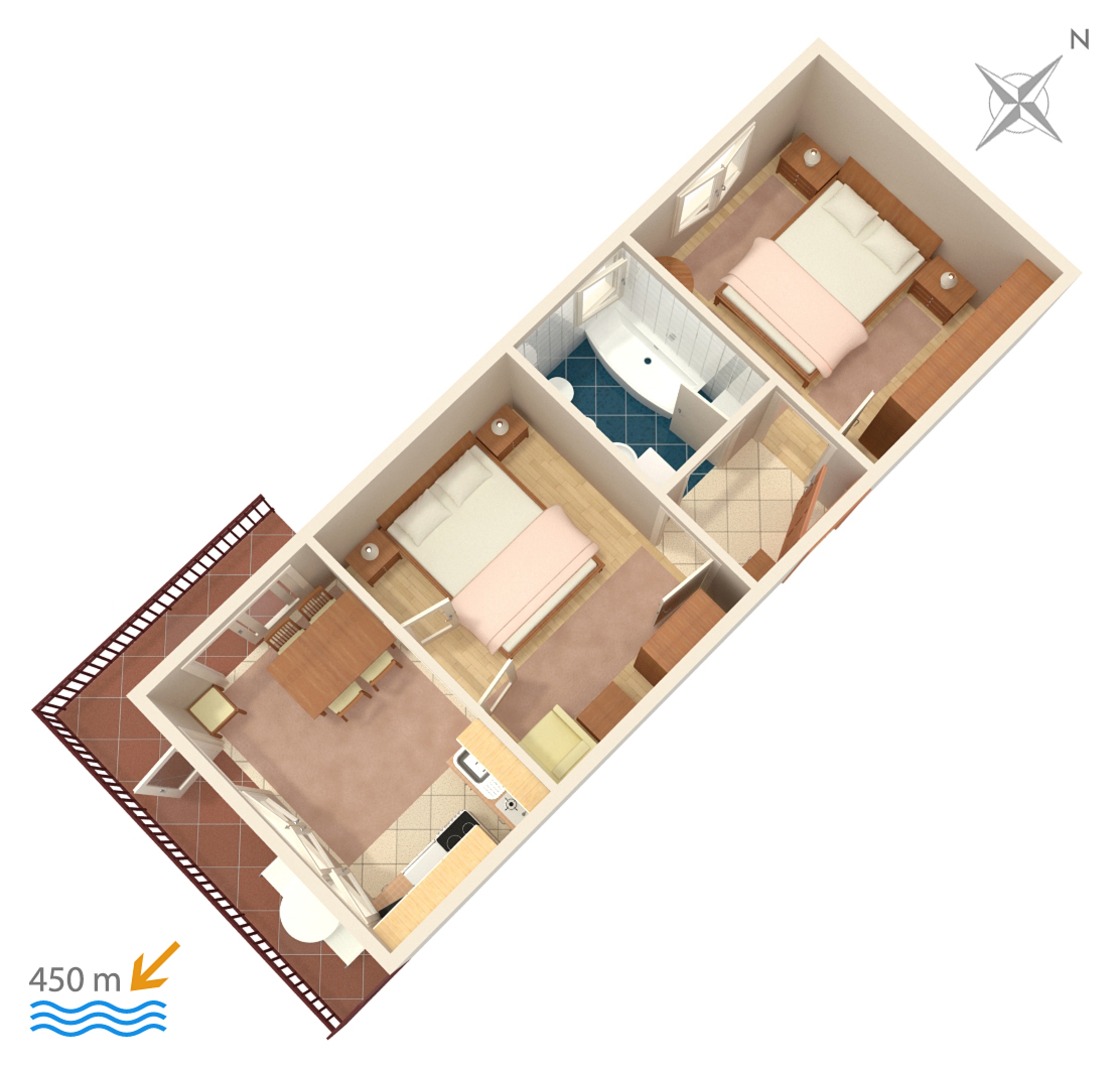 Two bedroom apartment with balcony Biograd na Moru, Biograd  A-a