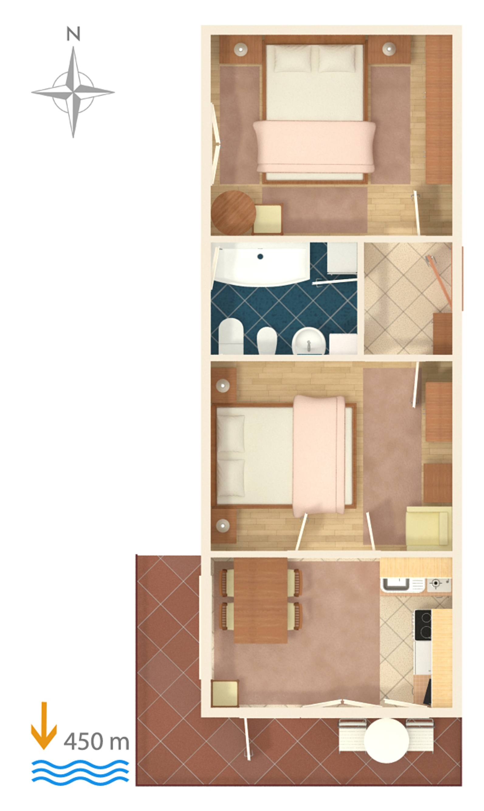 Two bedroom apartment with balcony Biograd na Moru, Biograd  A-a