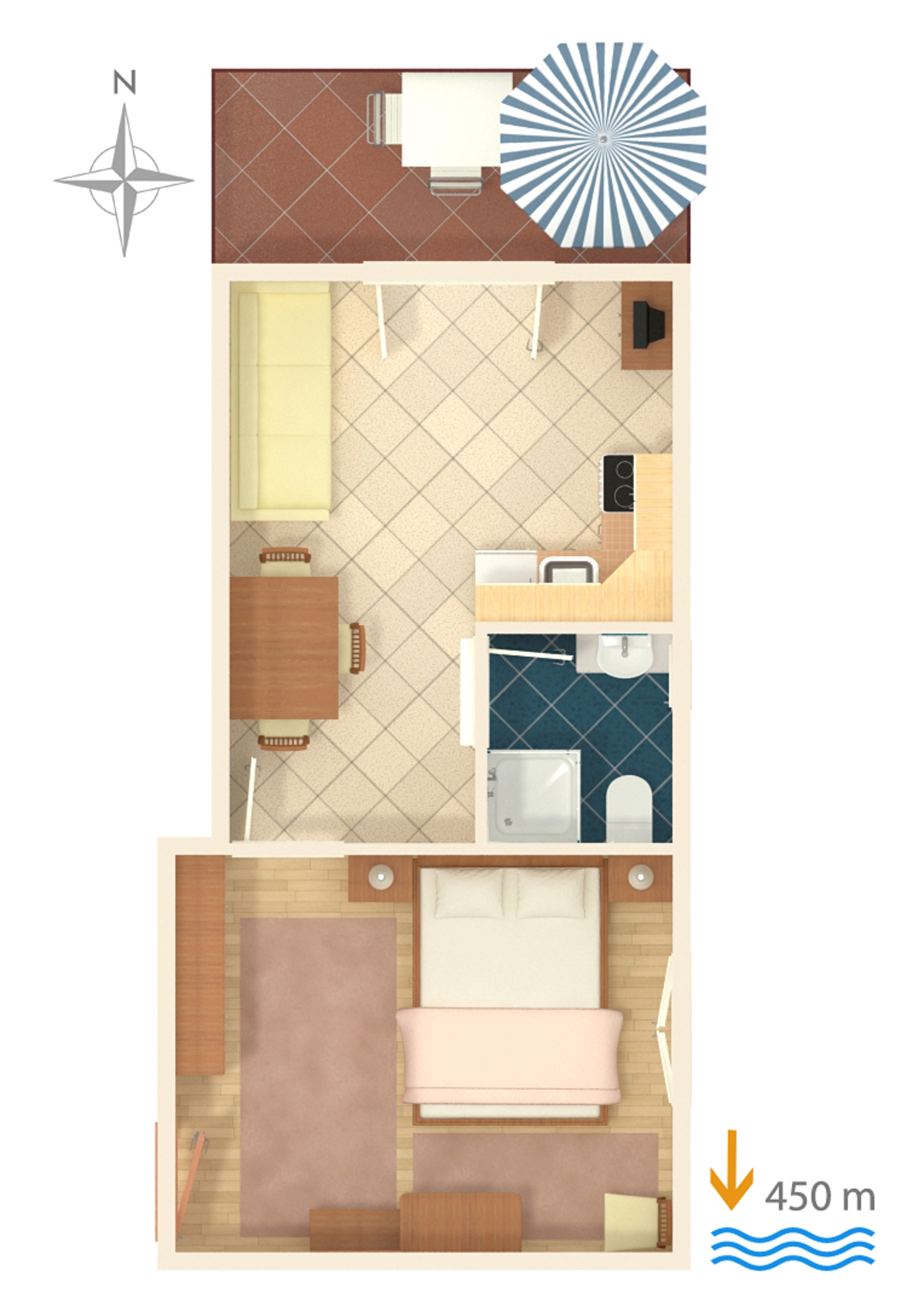 One bedroom apartment with terrace Biograd na Moru, Biograd  A-e