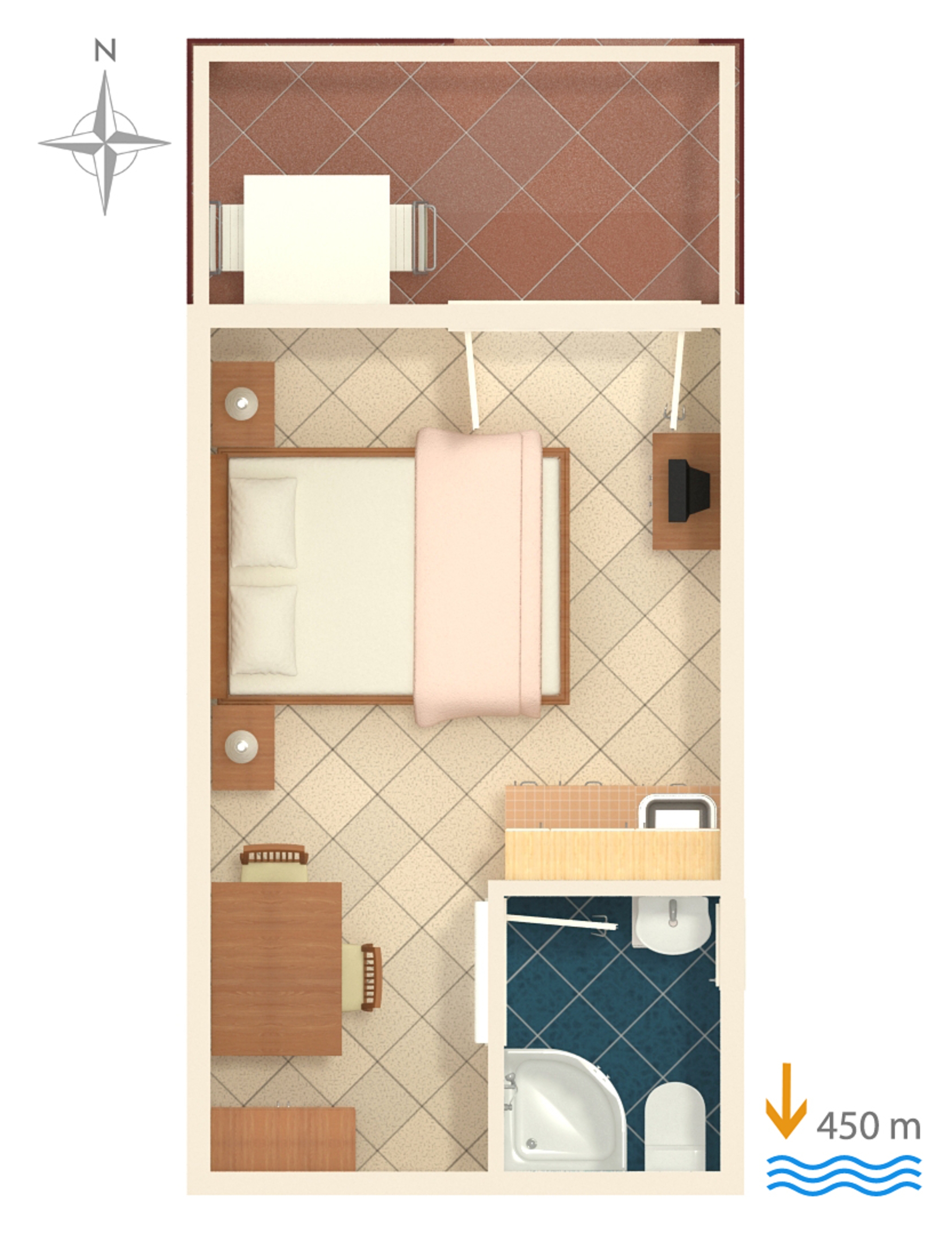 Studio flat with terrace Biograd na Moru, Biograd  AS-a