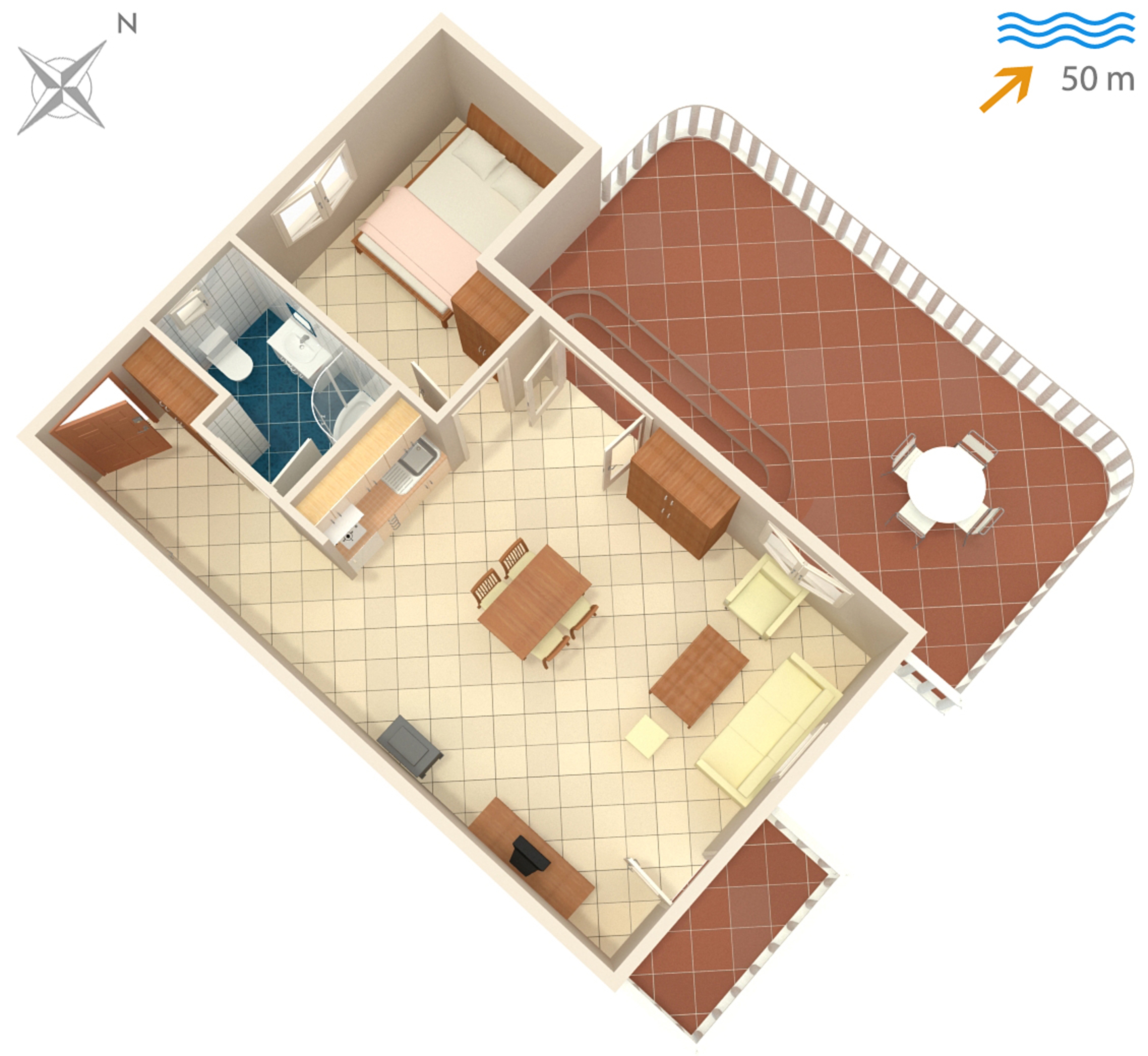 One bedroom apartment near beach Okrug Gornji, Čiovo  A-a