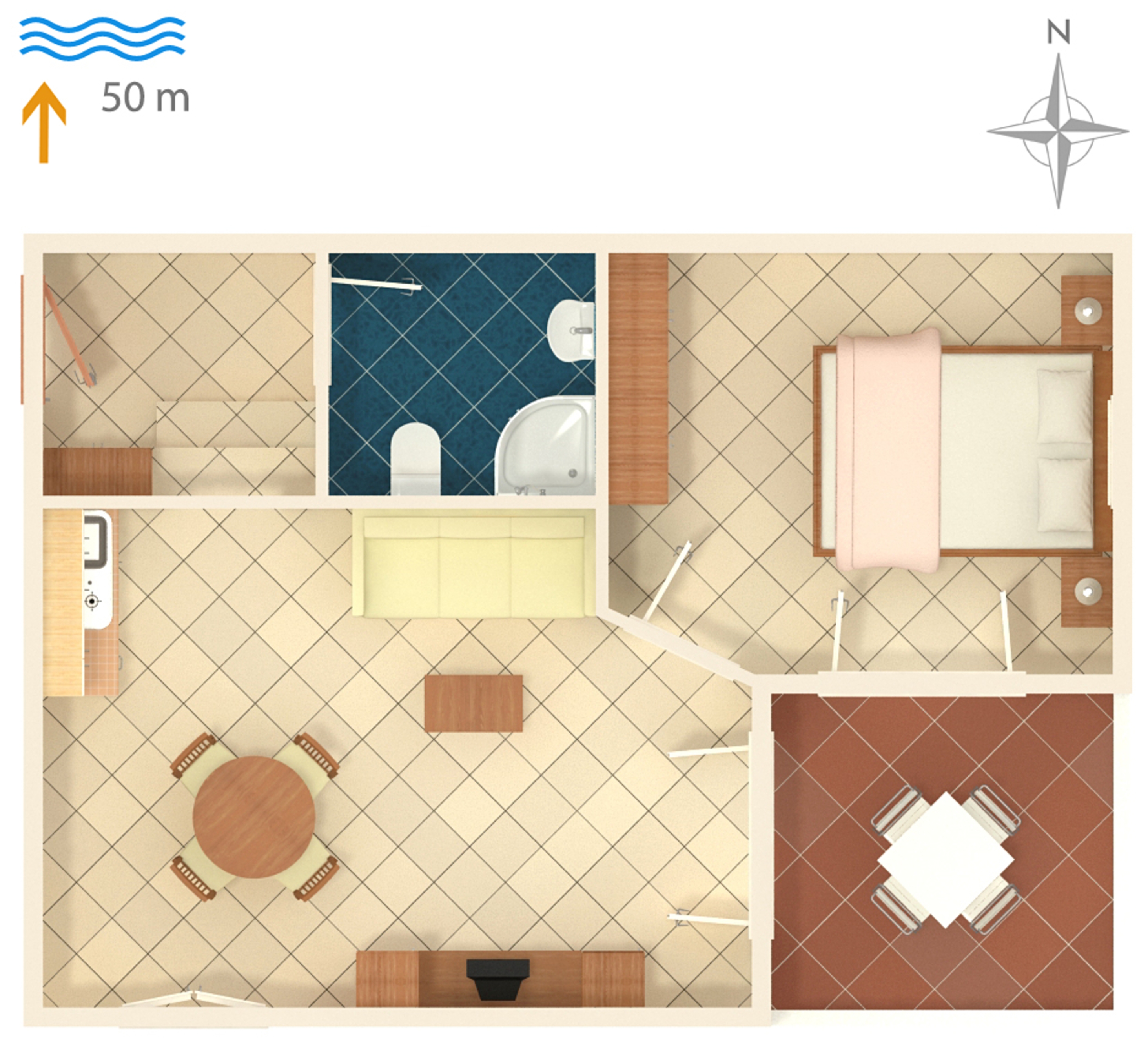One bedroom apartment near beach Okrug Gornji, Čiovo  A-b