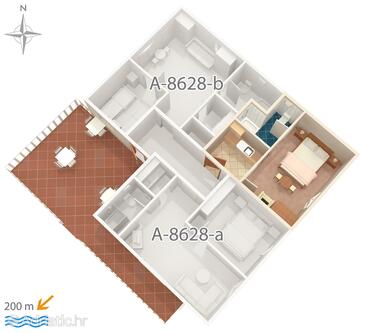 Povlja, Plan in the apartment, WiFi.