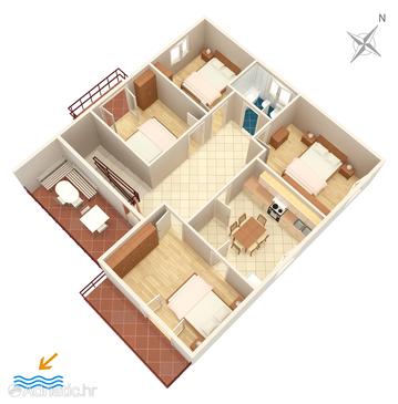 Plan Biograd na Moru, Plan in the apartment, WIFI.