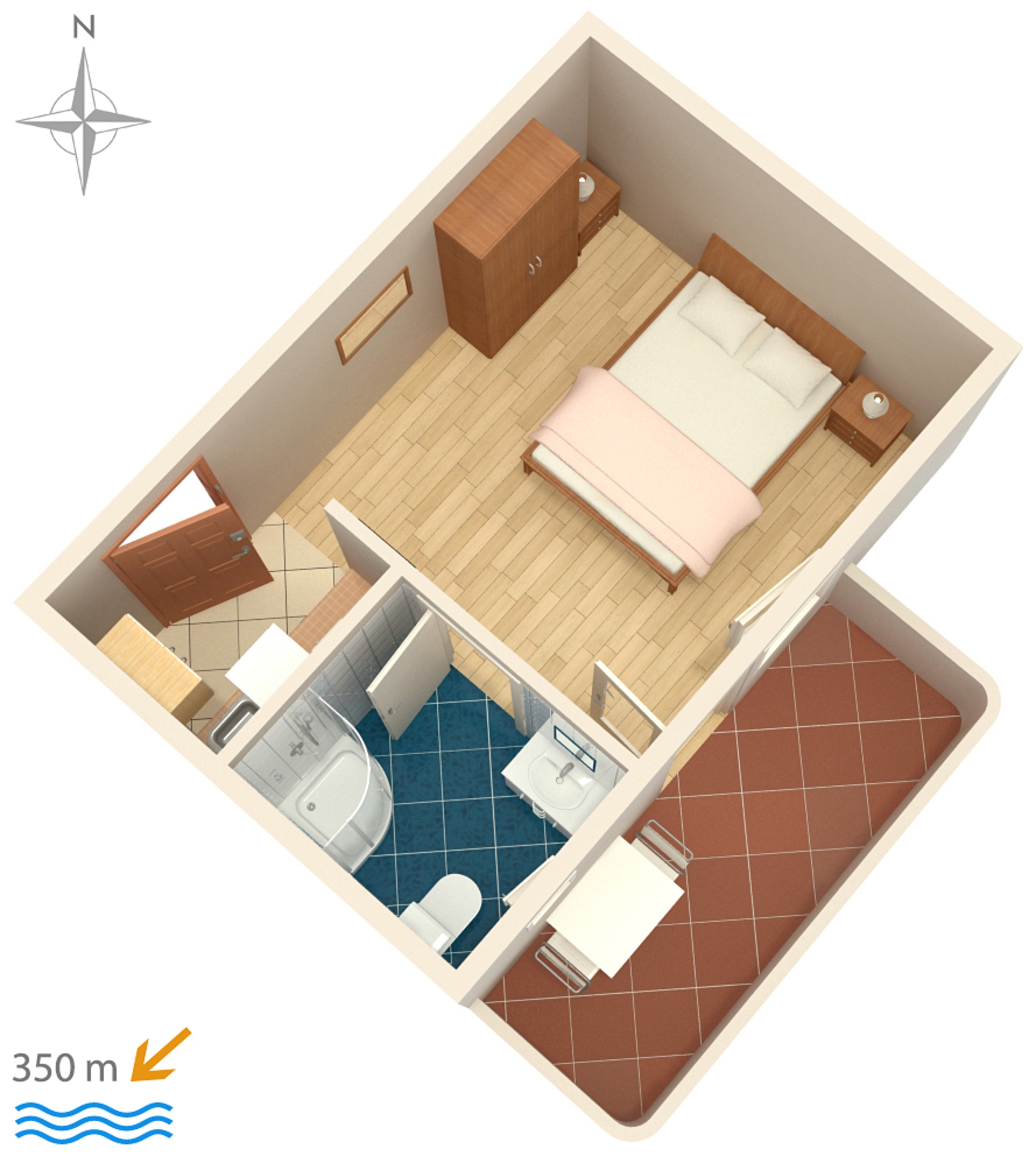 Studio flat with terrace Vinišće, Trogir  AS-c