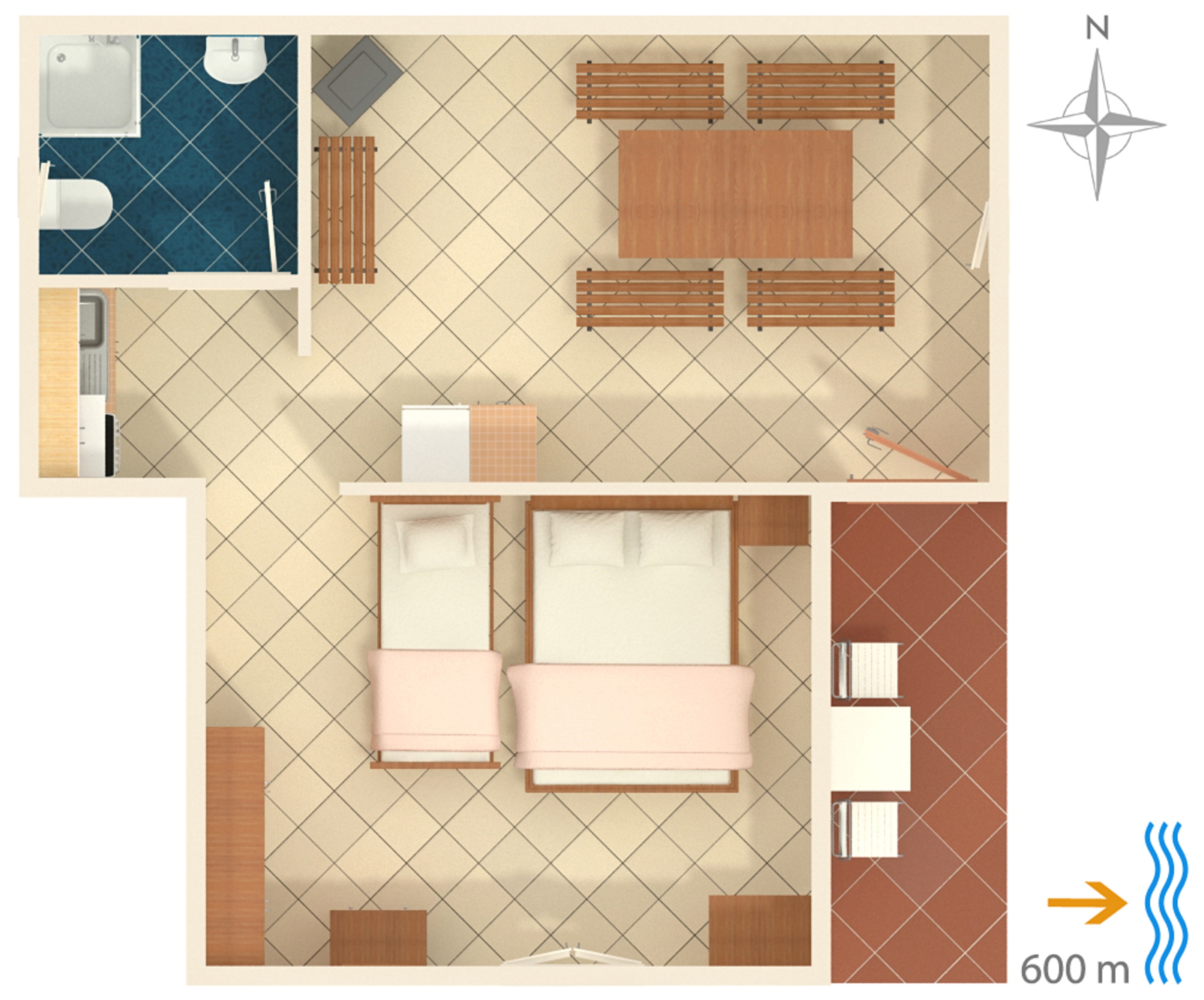 One bedroom apartment with terrace Punta križa, Cres  A-b