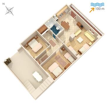 Sali, plattegrond in the apartment, (pet friendly) en WiFi.