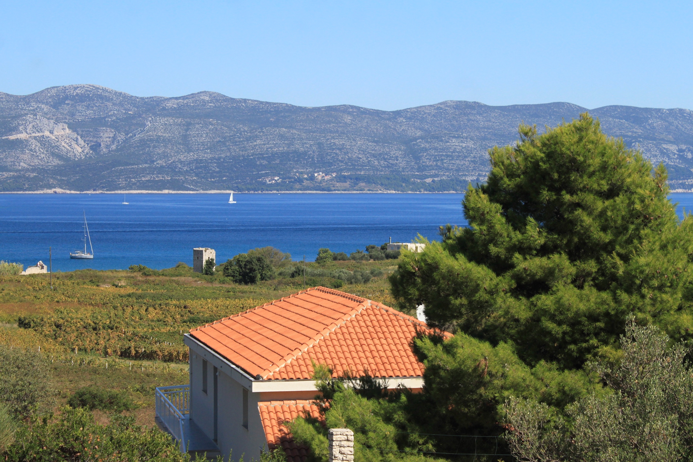 One bedroom apartment with terrace and sea view Lumbarda, Korčula  A-c