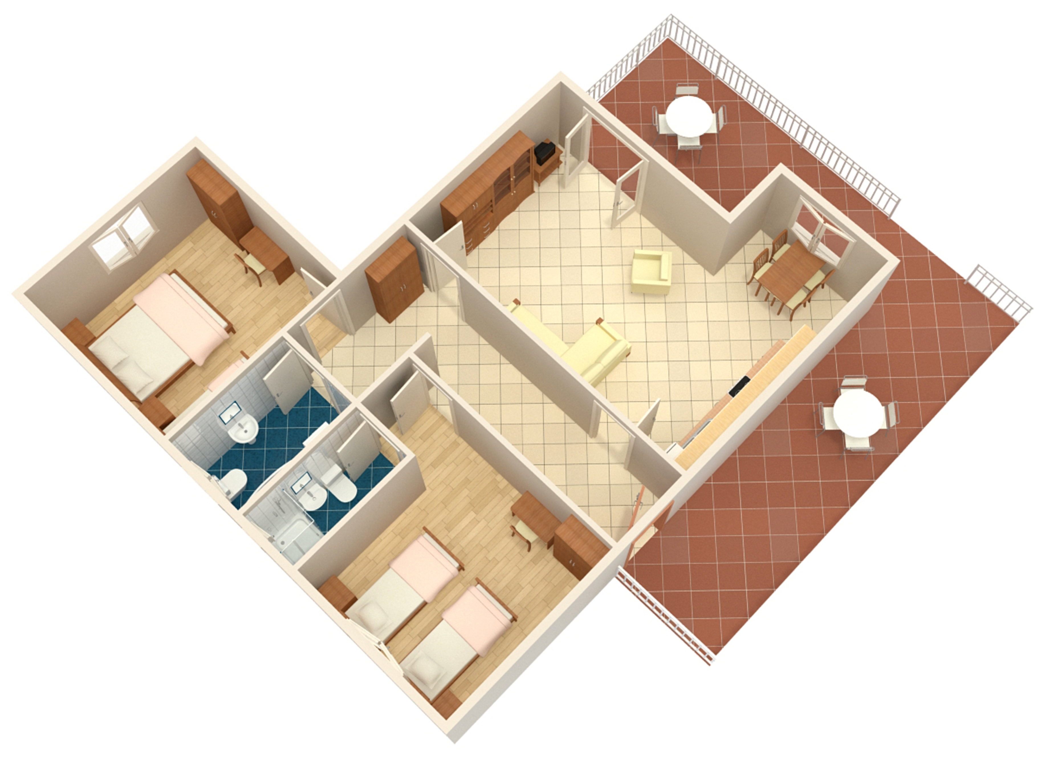 Dvosobni apartman s terasom Vodice  A-a