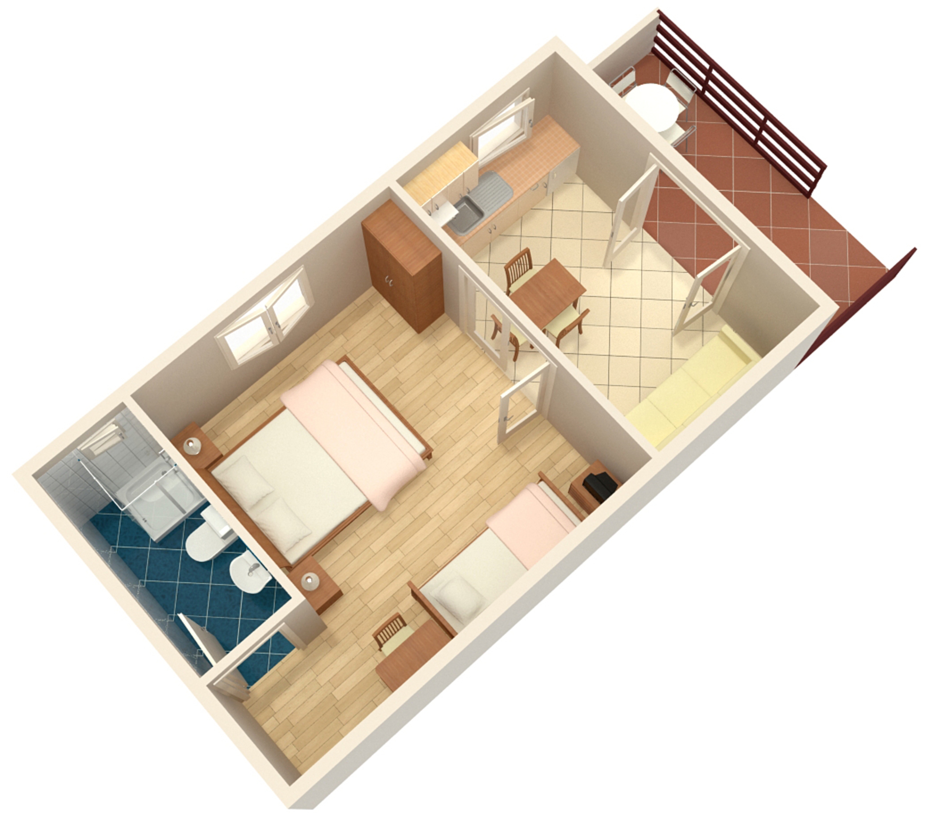 Jednosobni apartman s terasom Vodice  A-b