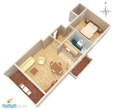 Plan Novalja, Plan in the apartment, WIFI.