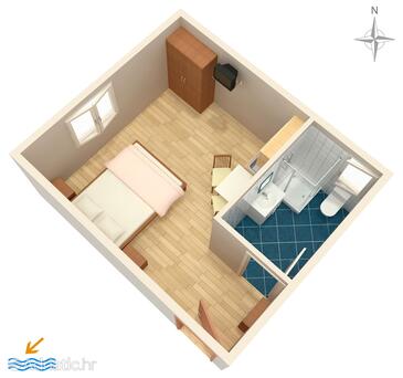 Plan Novalja, Plan in the studio-apartment, WIFI.
