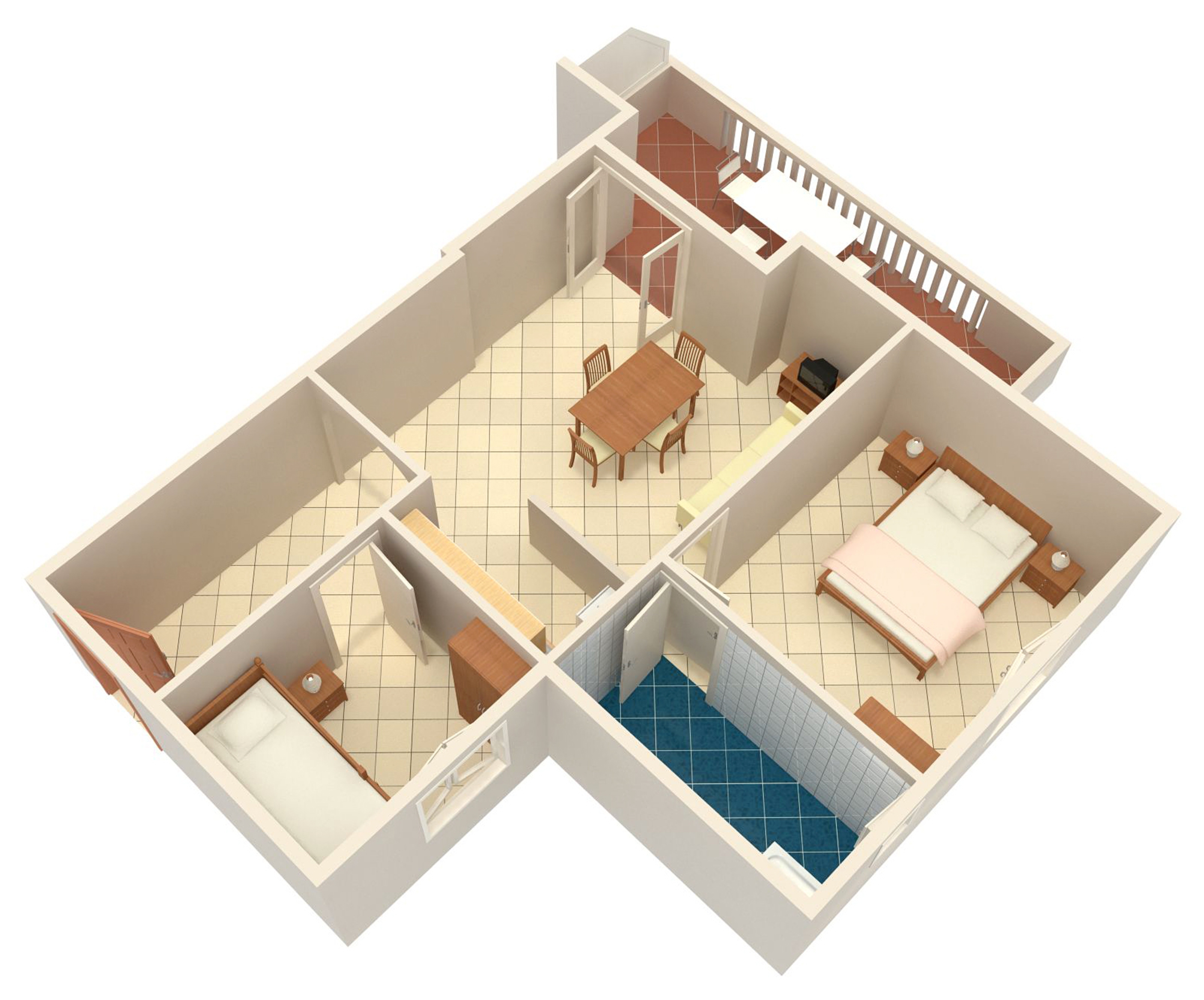 Two bedroom apartment with terrace and sea view Zubovići, Pag  A-b