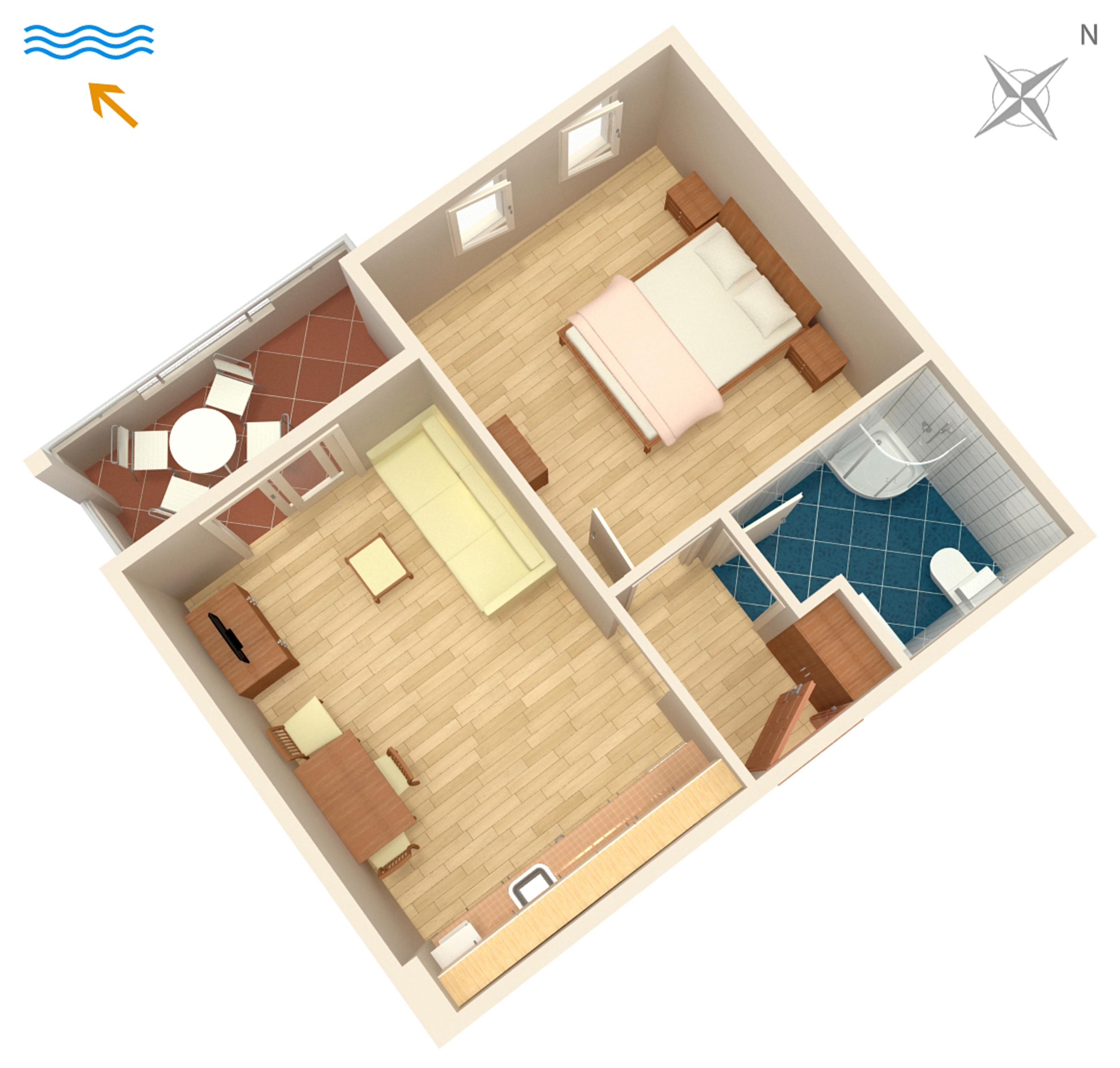 One bedroom apartment with terrace and sea view Duće, Omiš  A-b