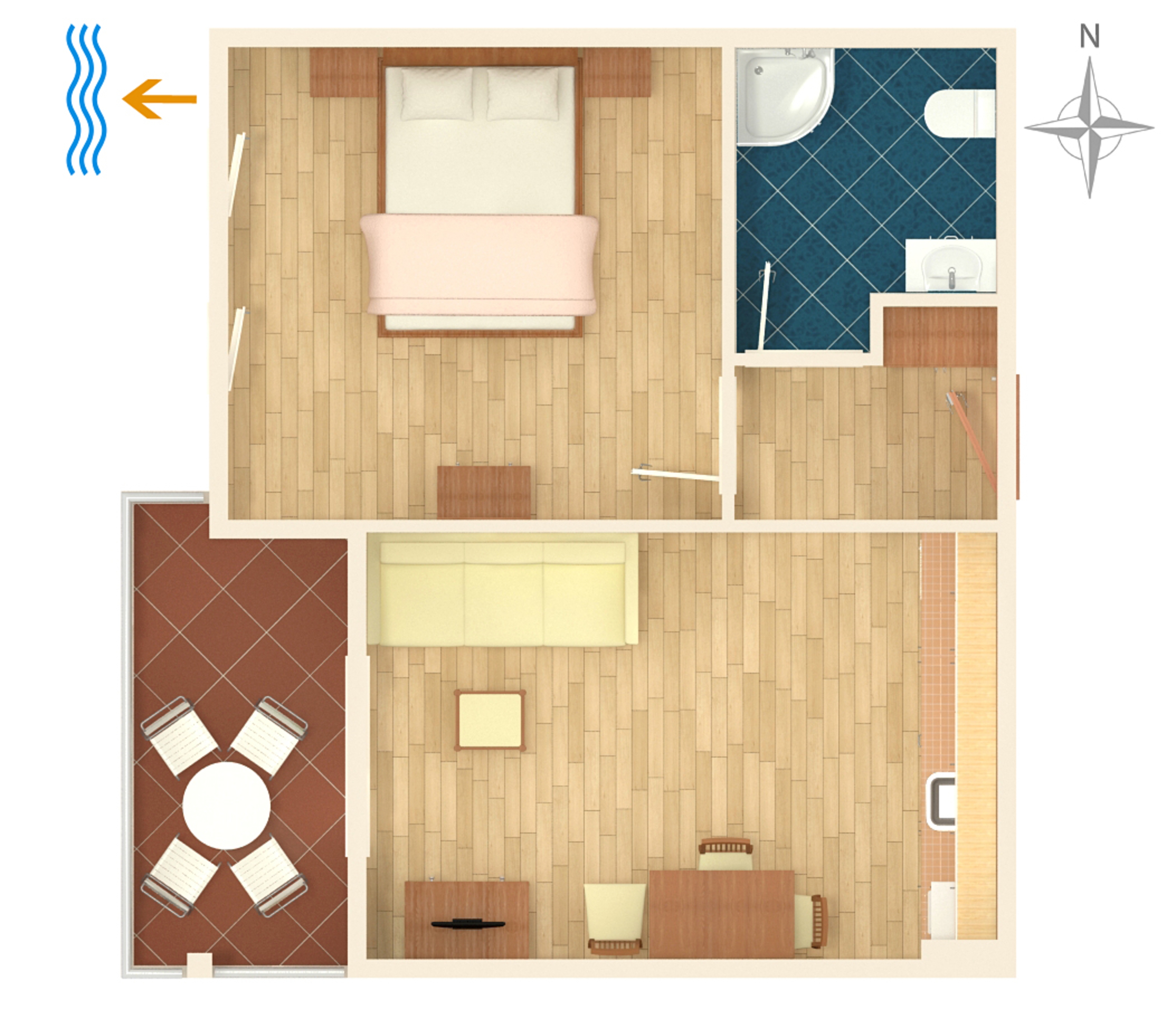 One bedroom apartment with terrace and sea view Duće, Omiš  A-b