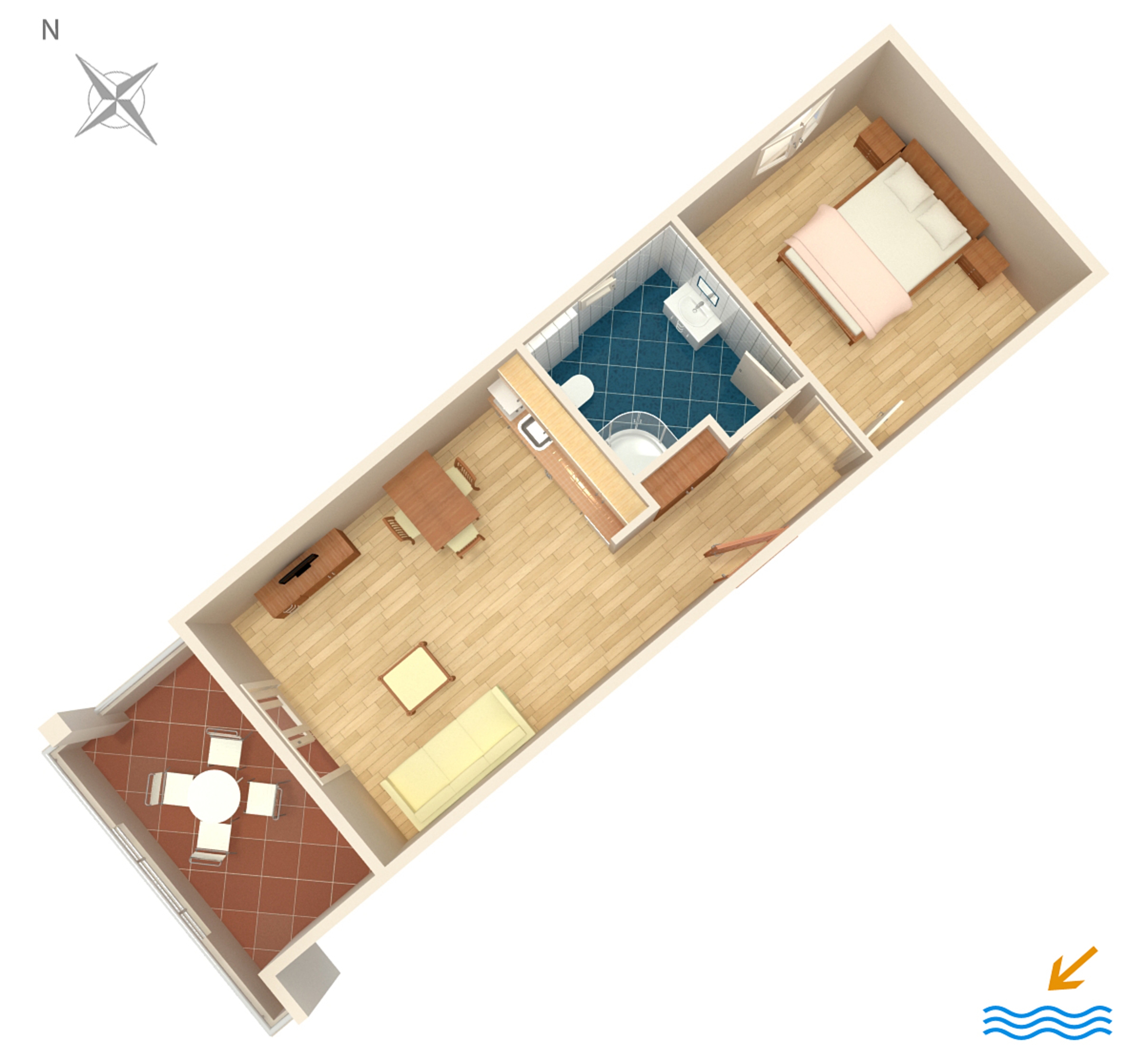 One bedroom apartment with terrace and sea view Duće, Omiš  A-c