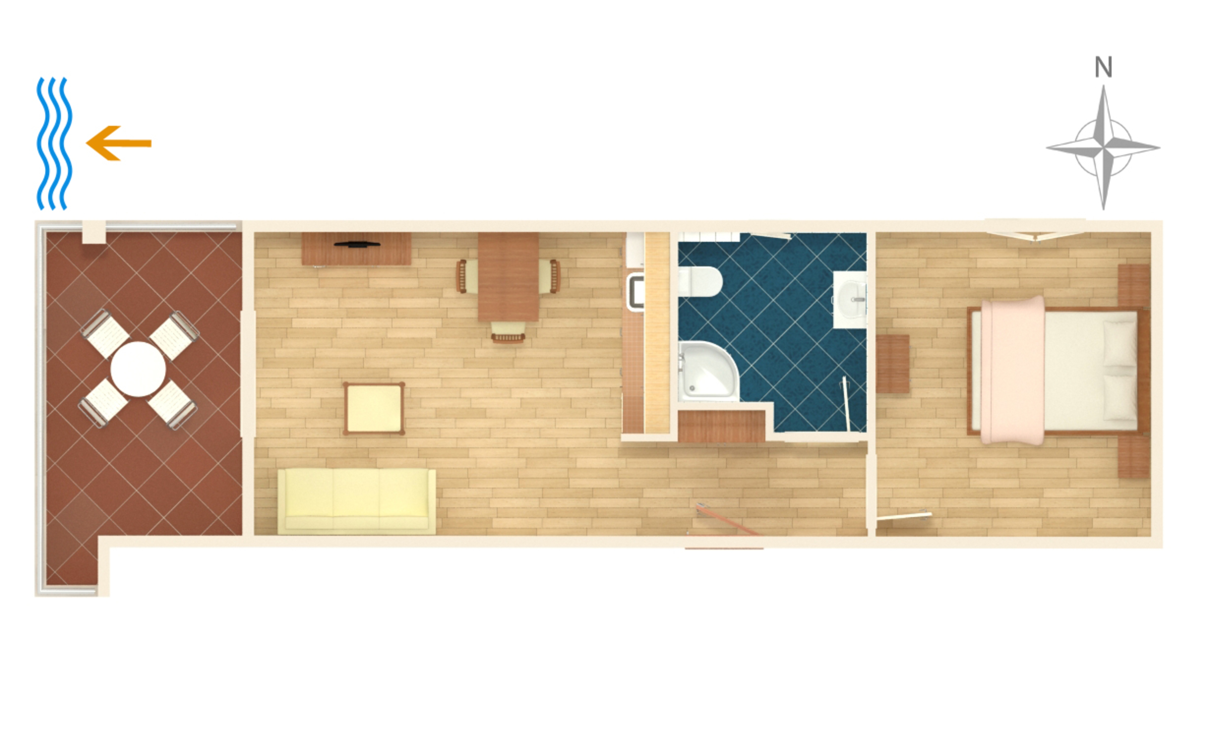 One bedroom apartment with terrace and sea view Duće, Omiš  A-c