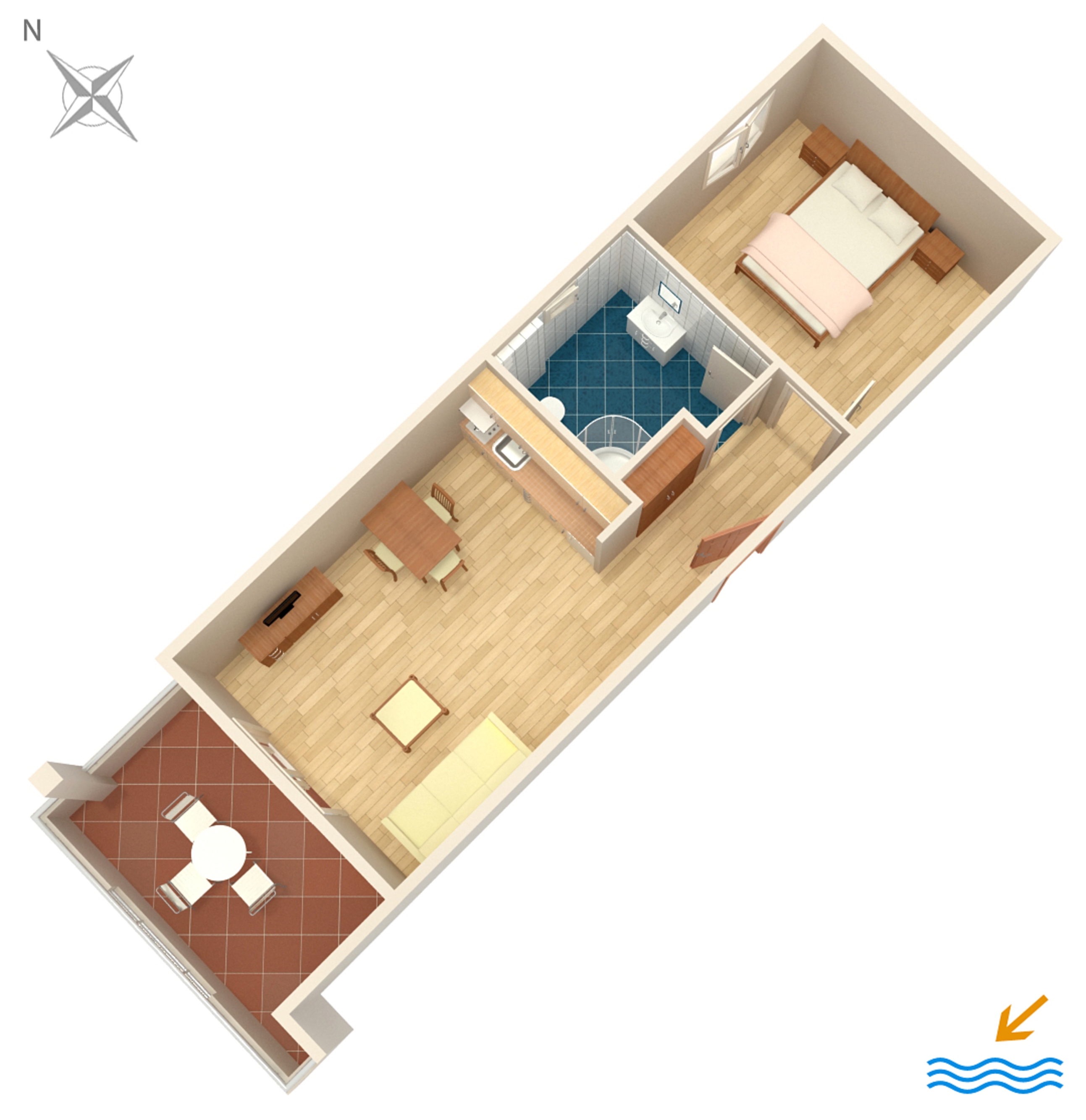 One bedroom apartment with terrace and sea view Duće, Omiš  A-f