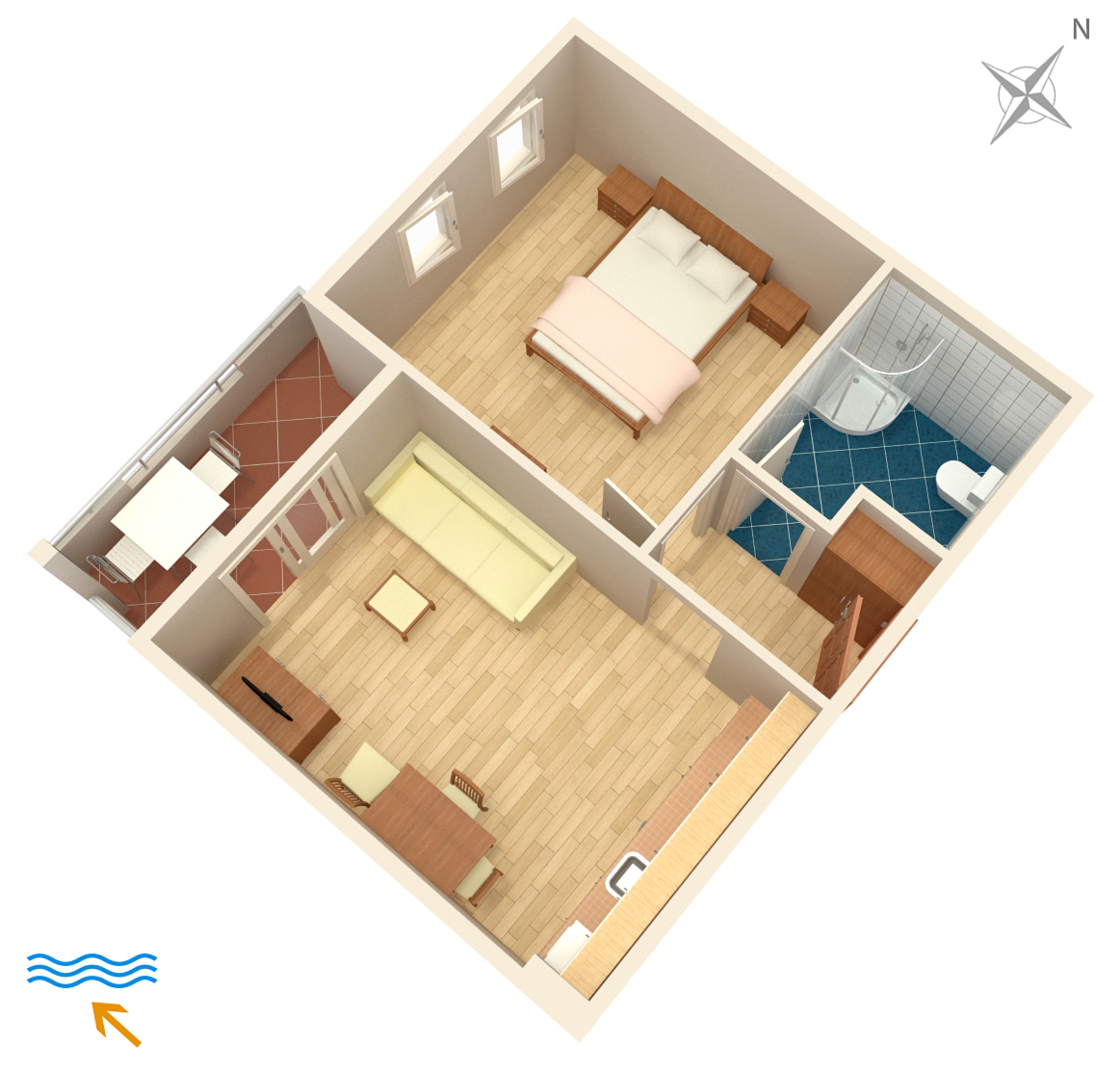 One bedroom apartment with terrace and sea view Duće, Omiš  A-h