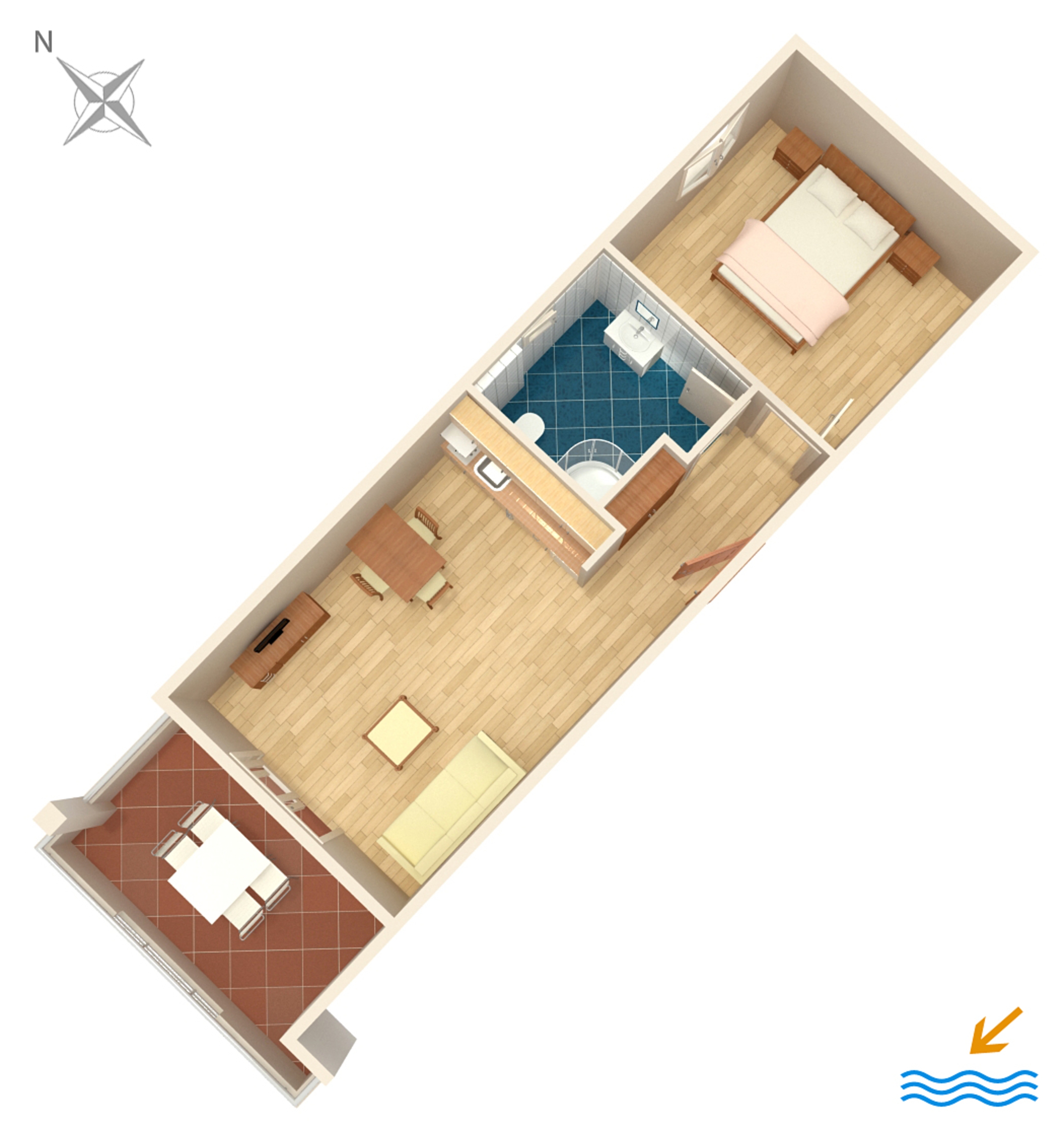 One bedroom apartment with terrace and sea view Duće, Omiš  A-i