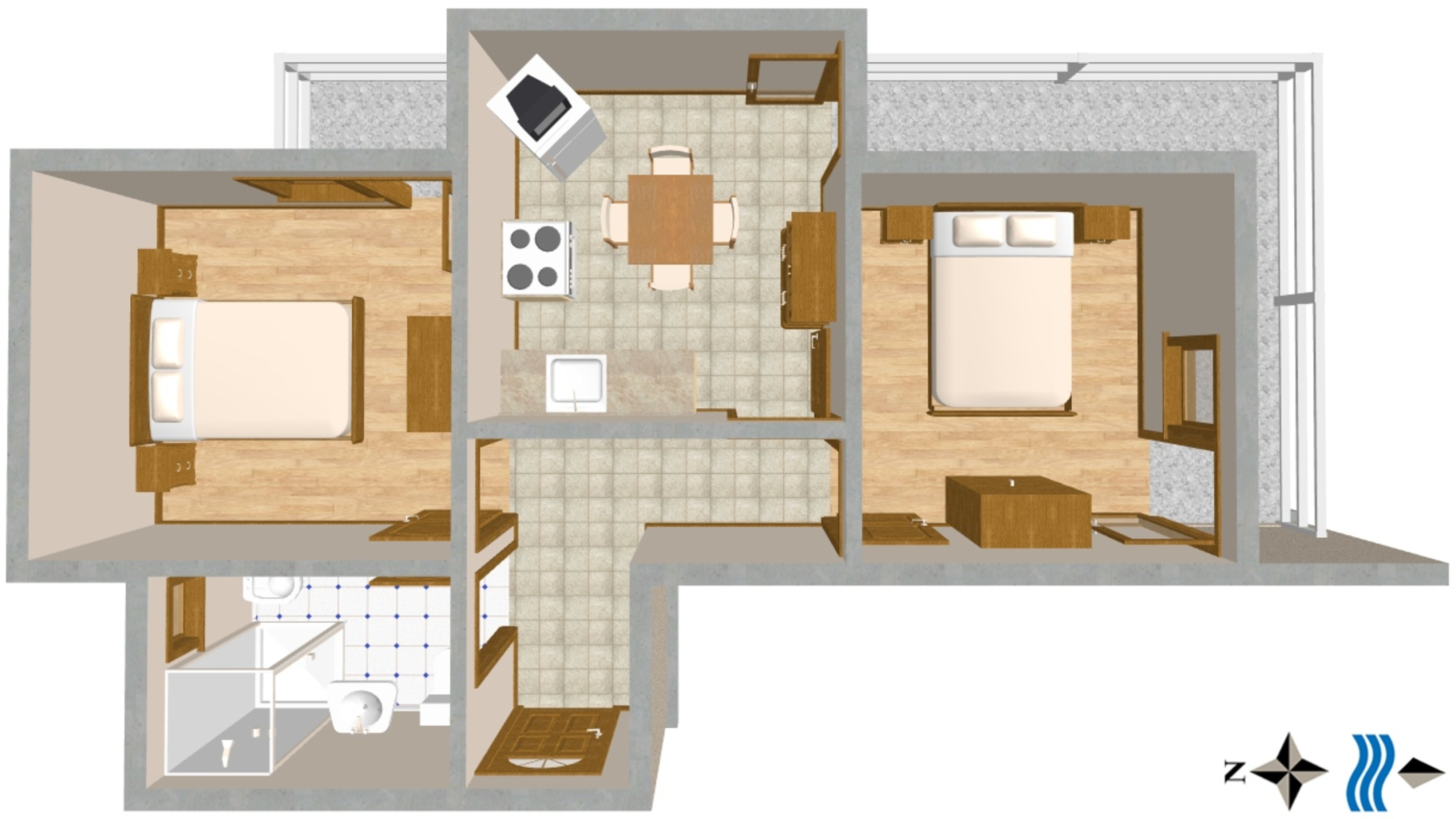 Two bedroom apartment with balcony and sea view Duće, Omiš  A-b