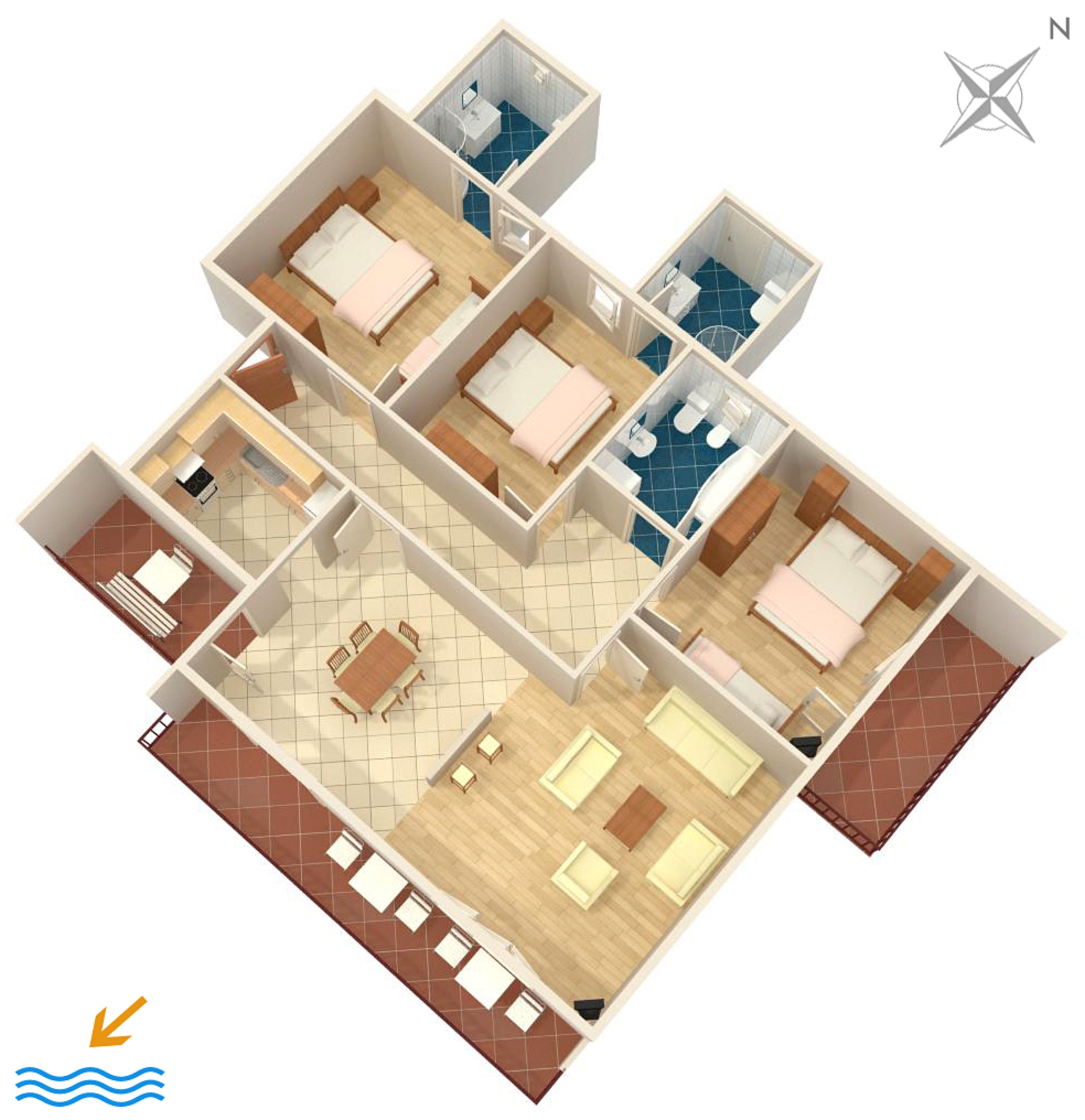 Three bedroom apartment with terrace and sea view Duće, Omiš  A-a