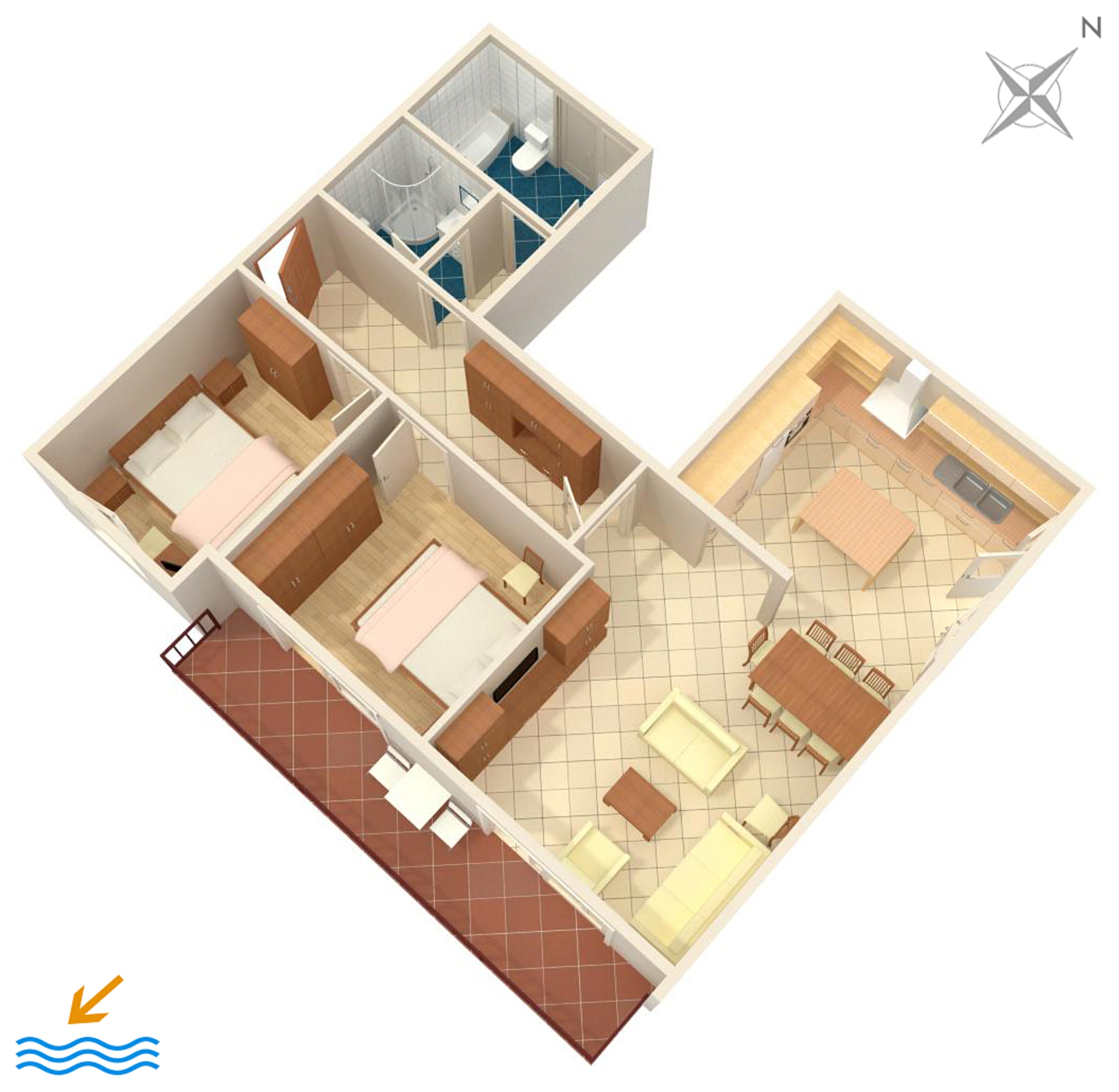Two bedroom apartment with balcony and sea view Duće, Omiš  A-b