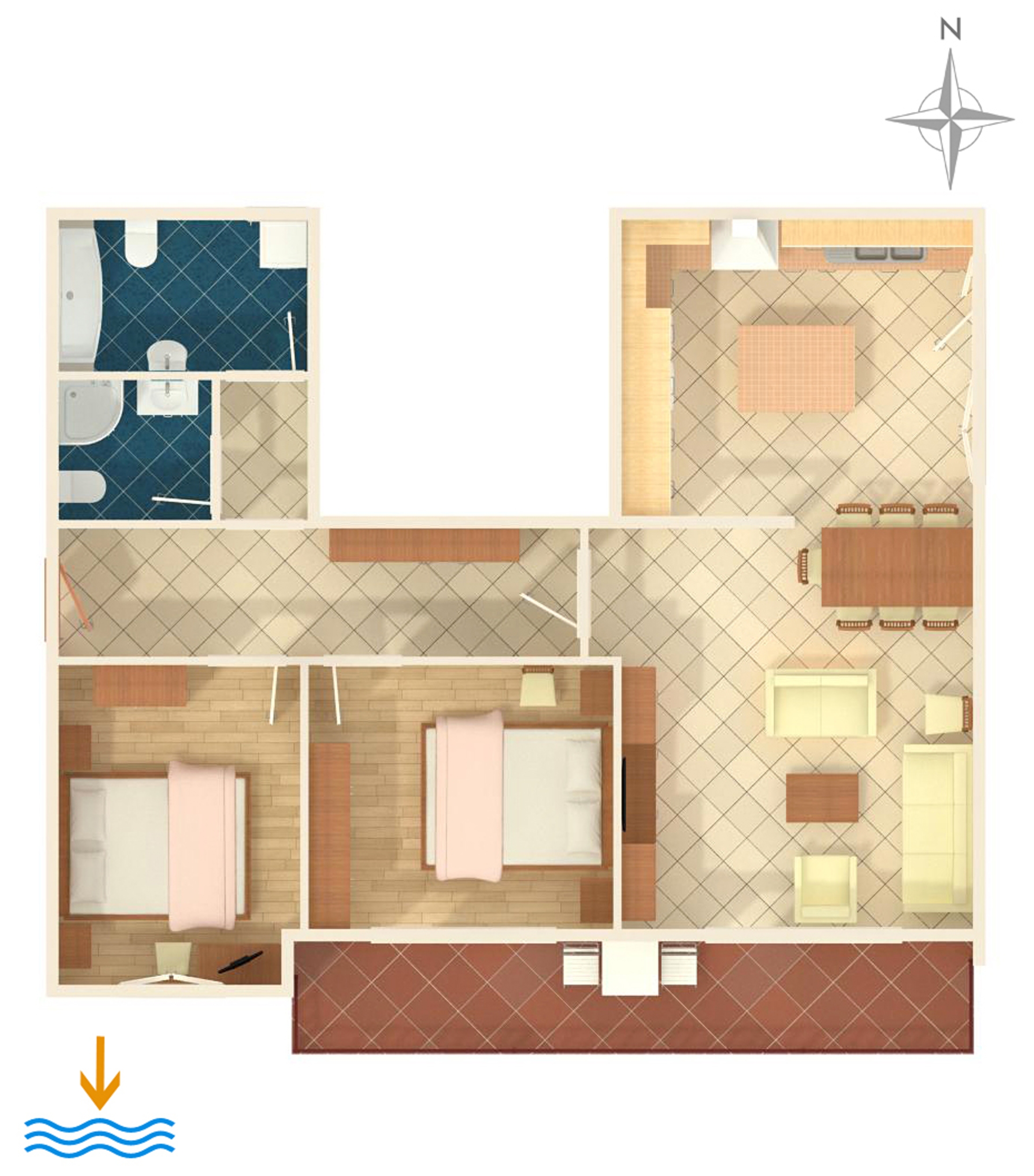 Two bedroom apartment with balcony and sea view Duće, Omiš  A-b