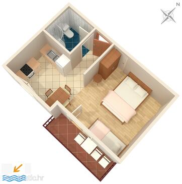 Plan Duće, Plan in the studio-apartment, WIFI.