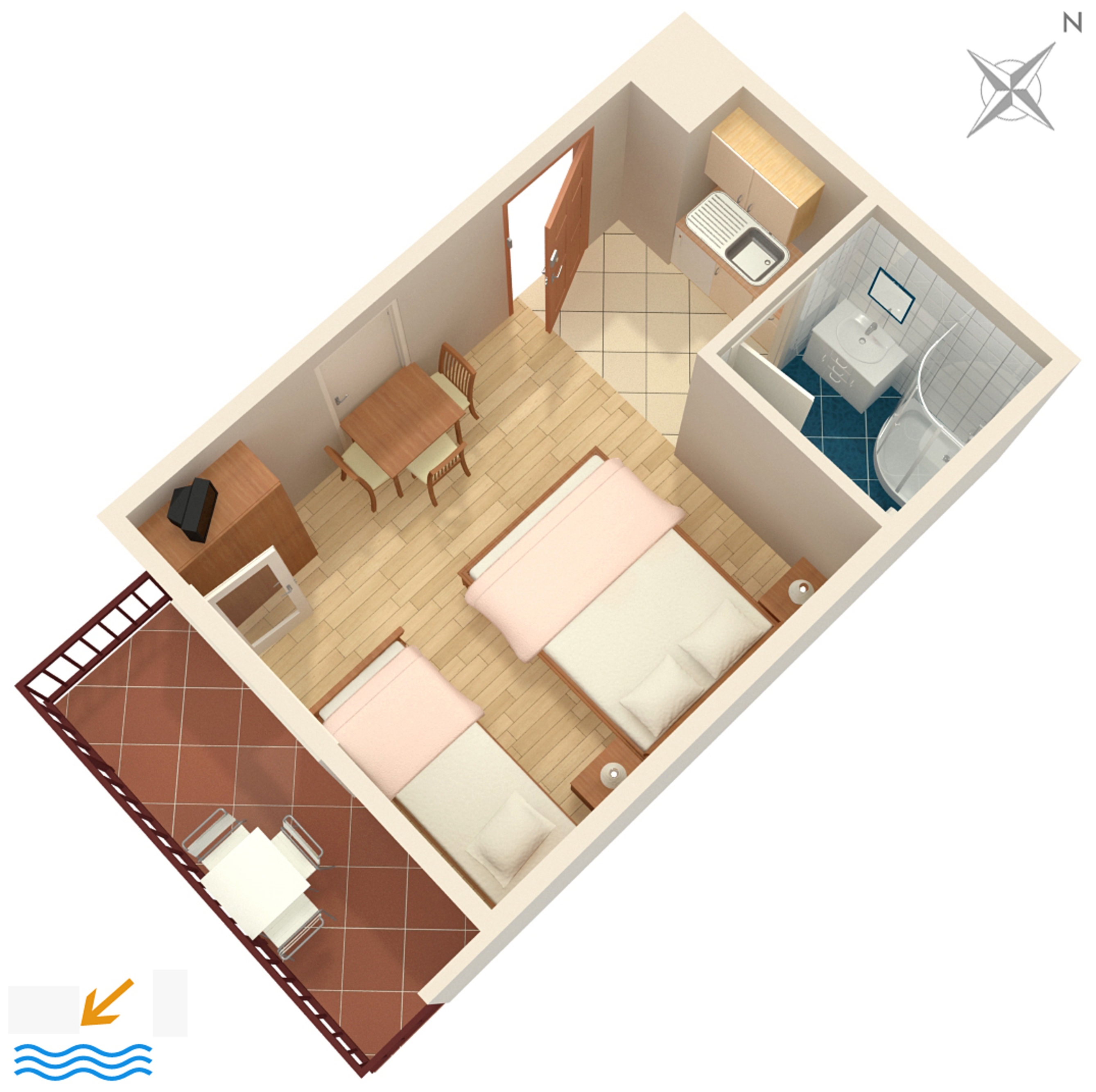 Studio flat with balcony and sea view Duće, Omiš  AS-e