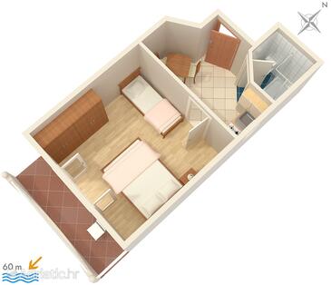 Plan Duće, Plan in the studio-apartment, WIFI.