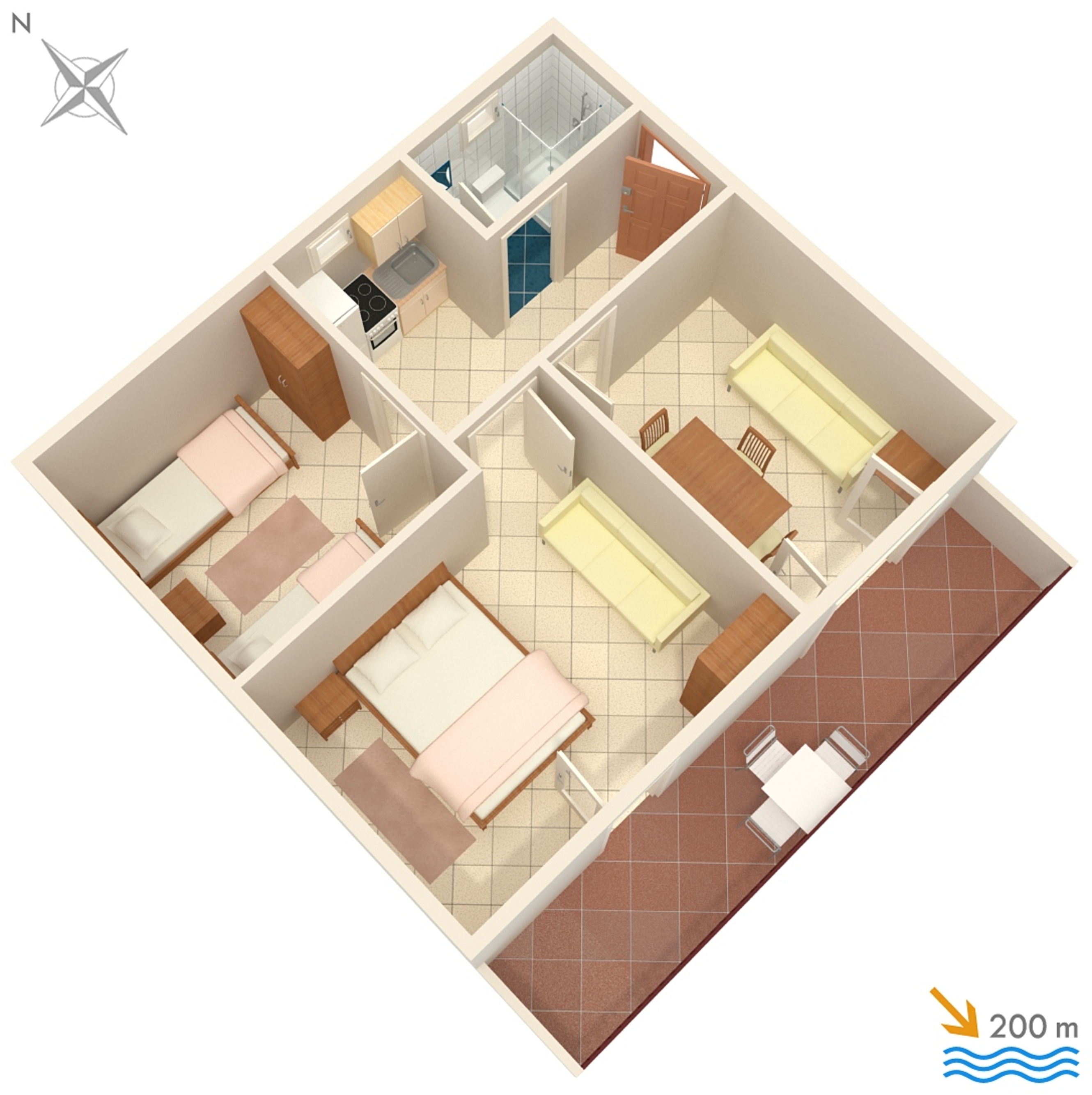 Two bedroom apartment with balcony Marušići, Omiš  A-a