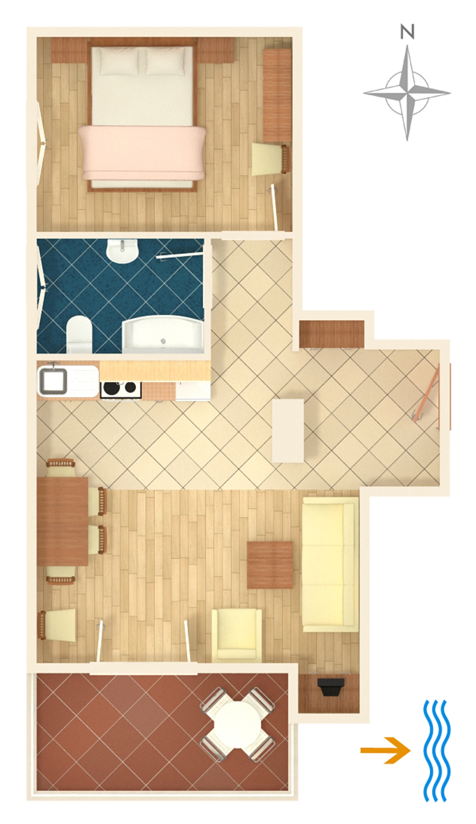 One bedroom apartment with terrace and sea view Grebaštica, Šibenik  A-b
