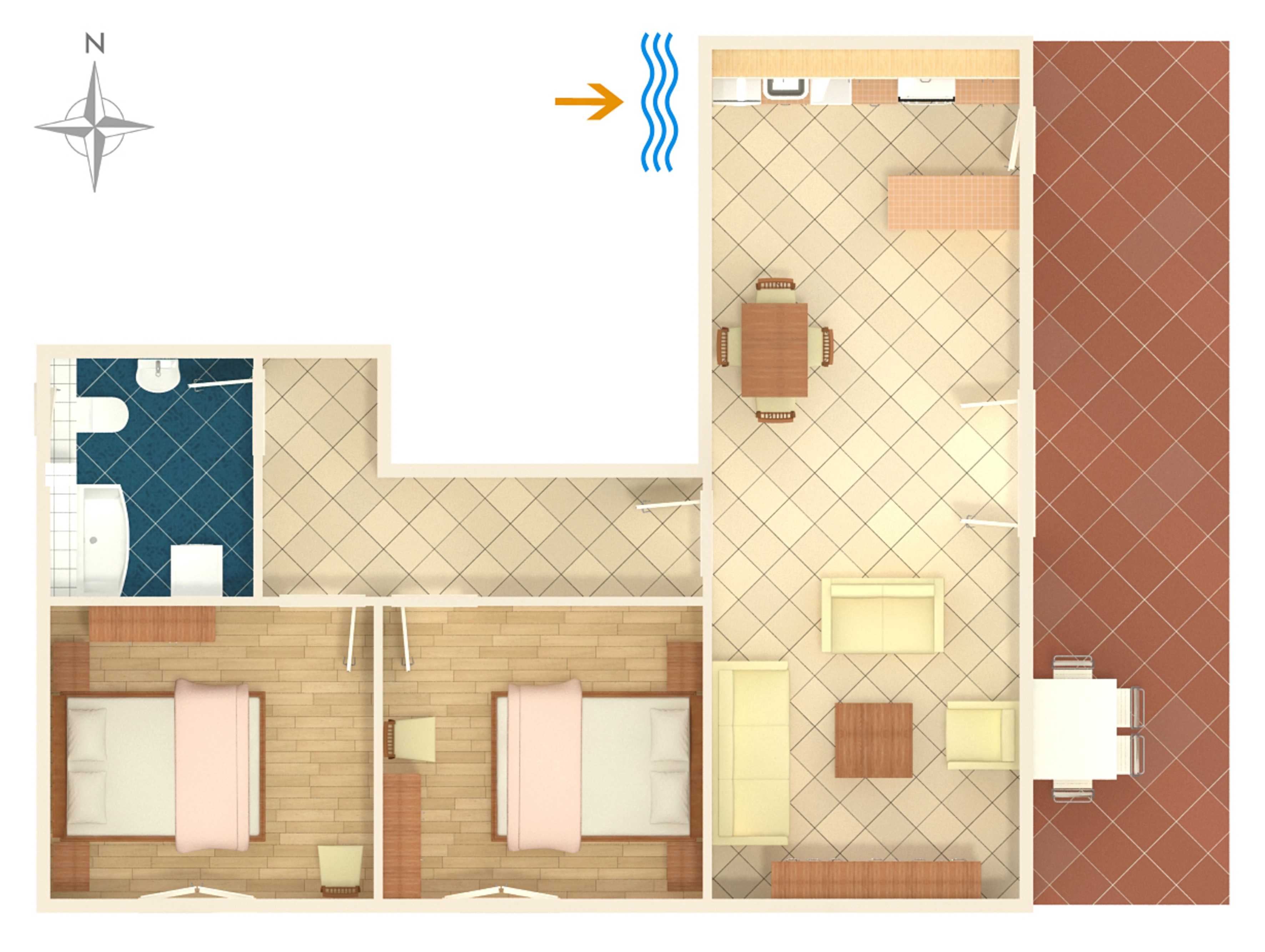 Two bedroom apartment with terrace Grebaštica, Šibenik  A-c