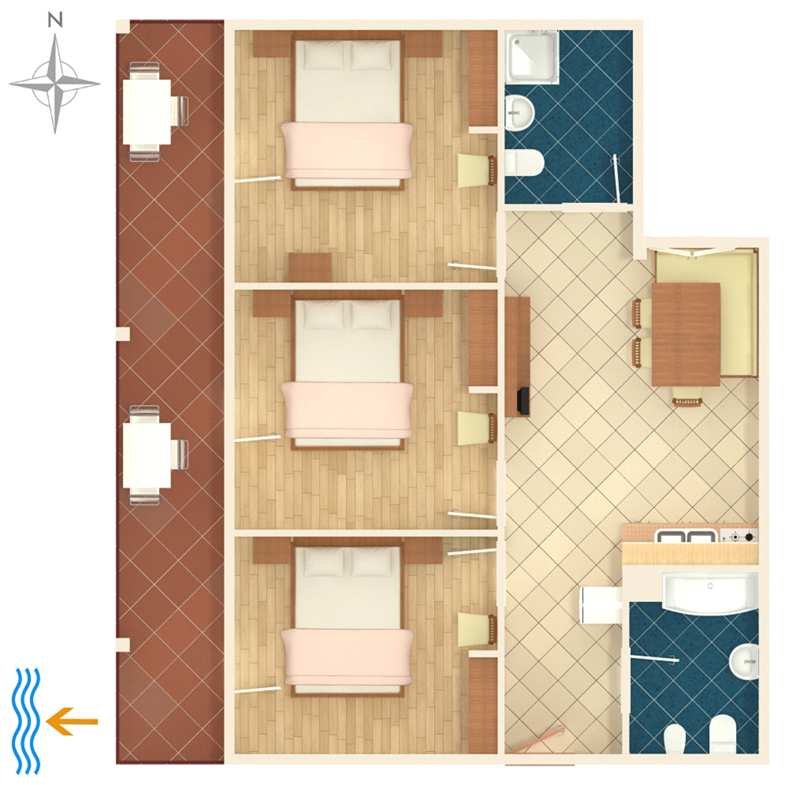 Three bedroom apartment with terrace and sea view Rabac, Labin  A-a
